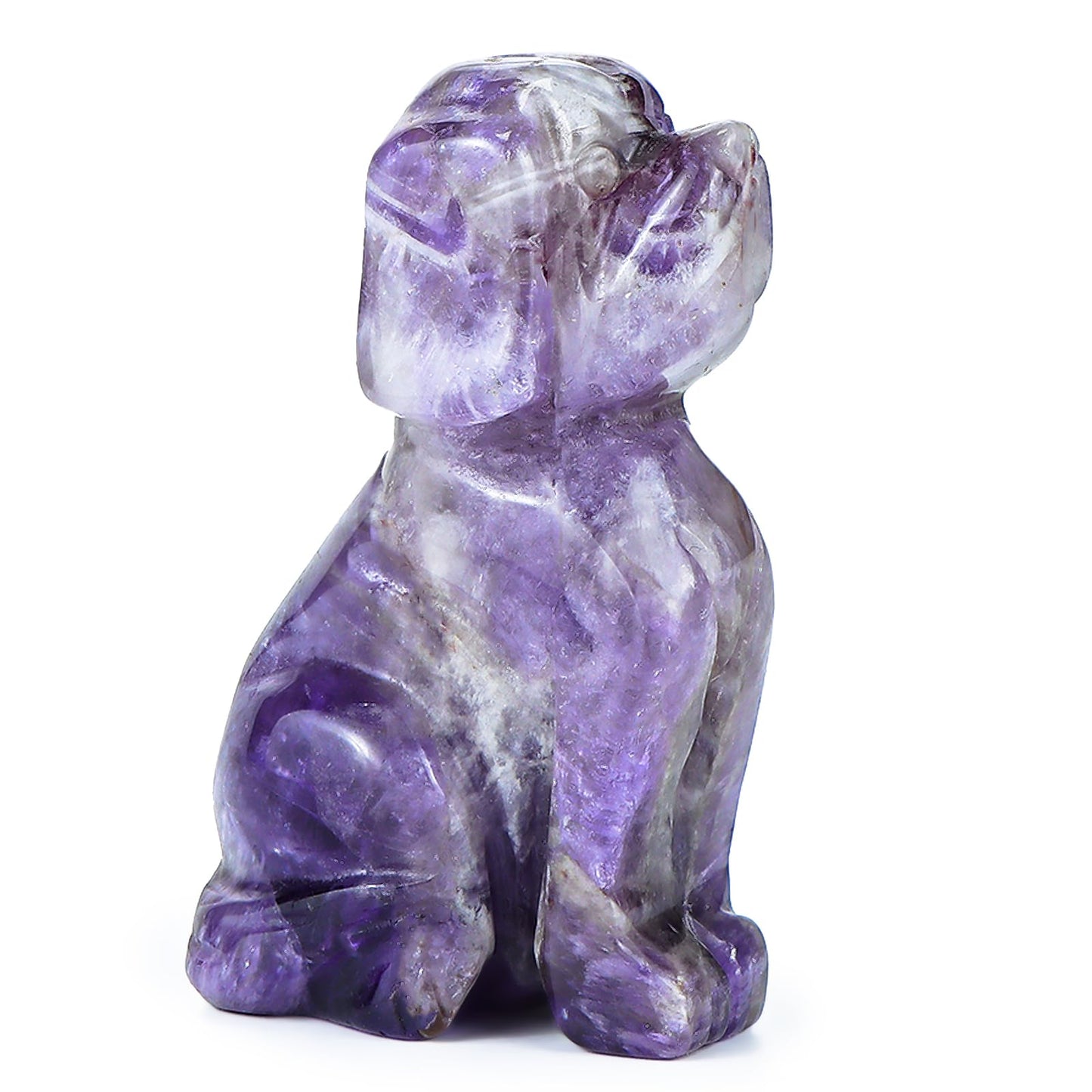 Artistone 2" Amethyst Dog Crystal Animals Figurine Carved Gemstone Puppy Dog Statue Sculpture Craft Home Decorations