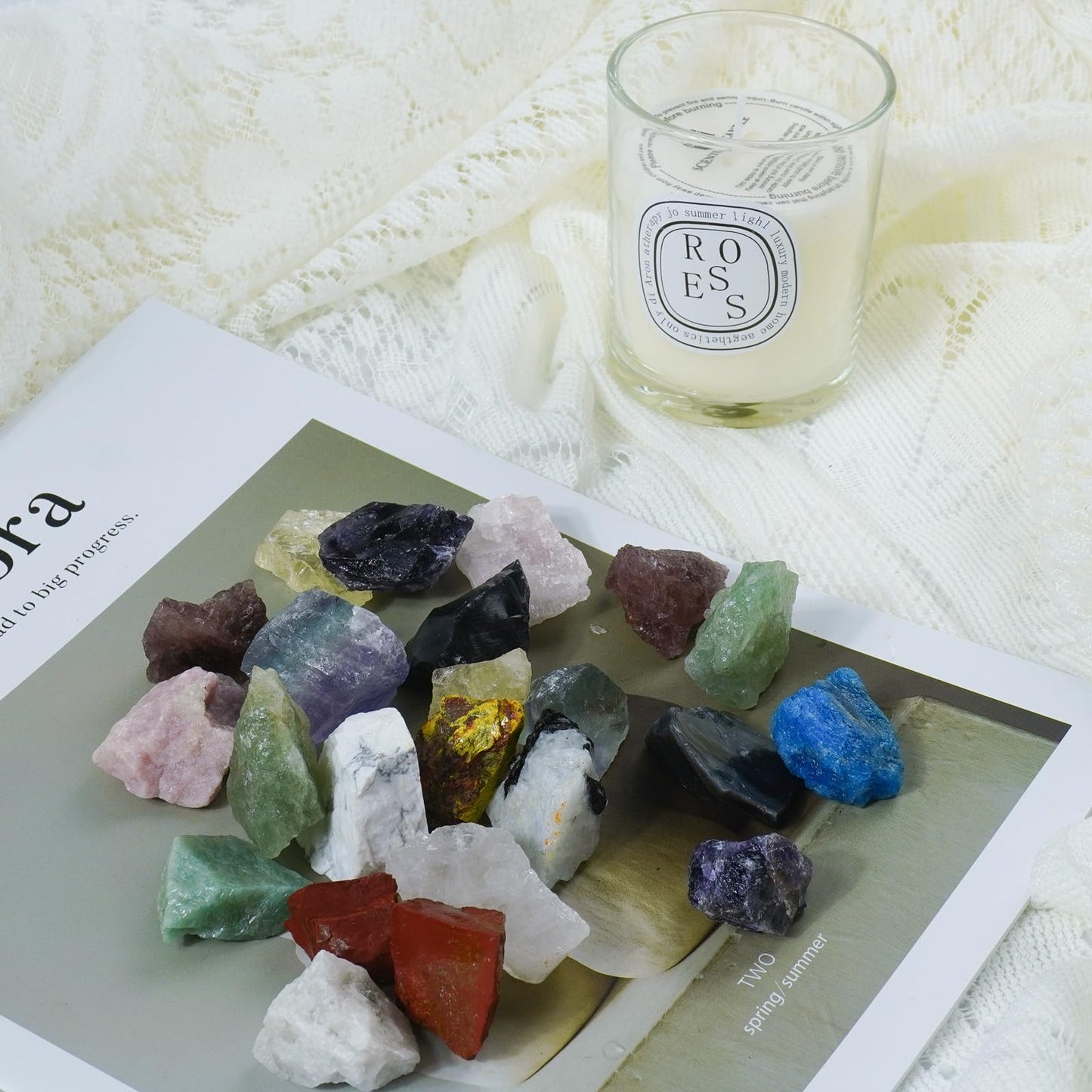 Raw Crystals, Large 1.2-2.0" Healing Crystal Natural Rough Stones for Intuition,Chakra,Meditation,Decoration,Polishing,Energy Work (Blue Apatite, 3.5oz-1.2-2.0"raw Crystals)