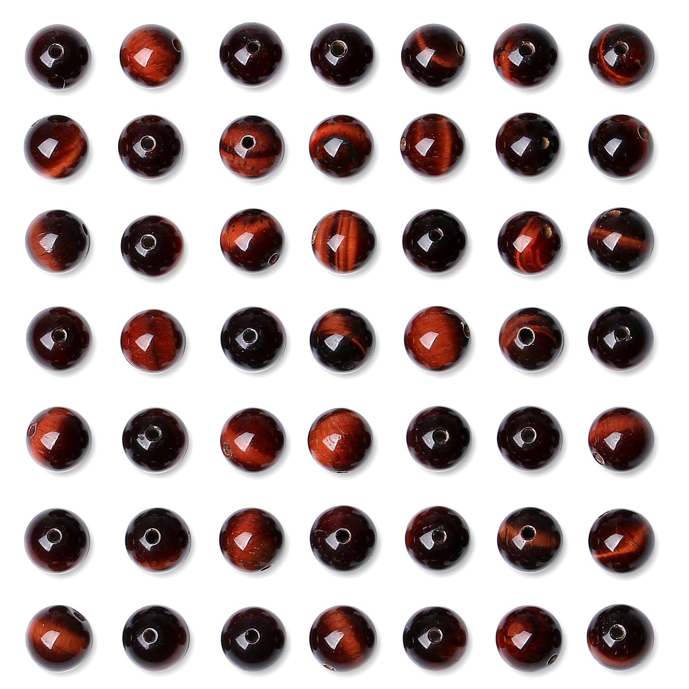 QINJIEJIE 60PCS Red Tiger Eye Beads 8mm Stone Beads Round Loose Gemstone Bead for Bracelet Beading Crystal Jewelry Making DIY Necklace Earrings 0.32"