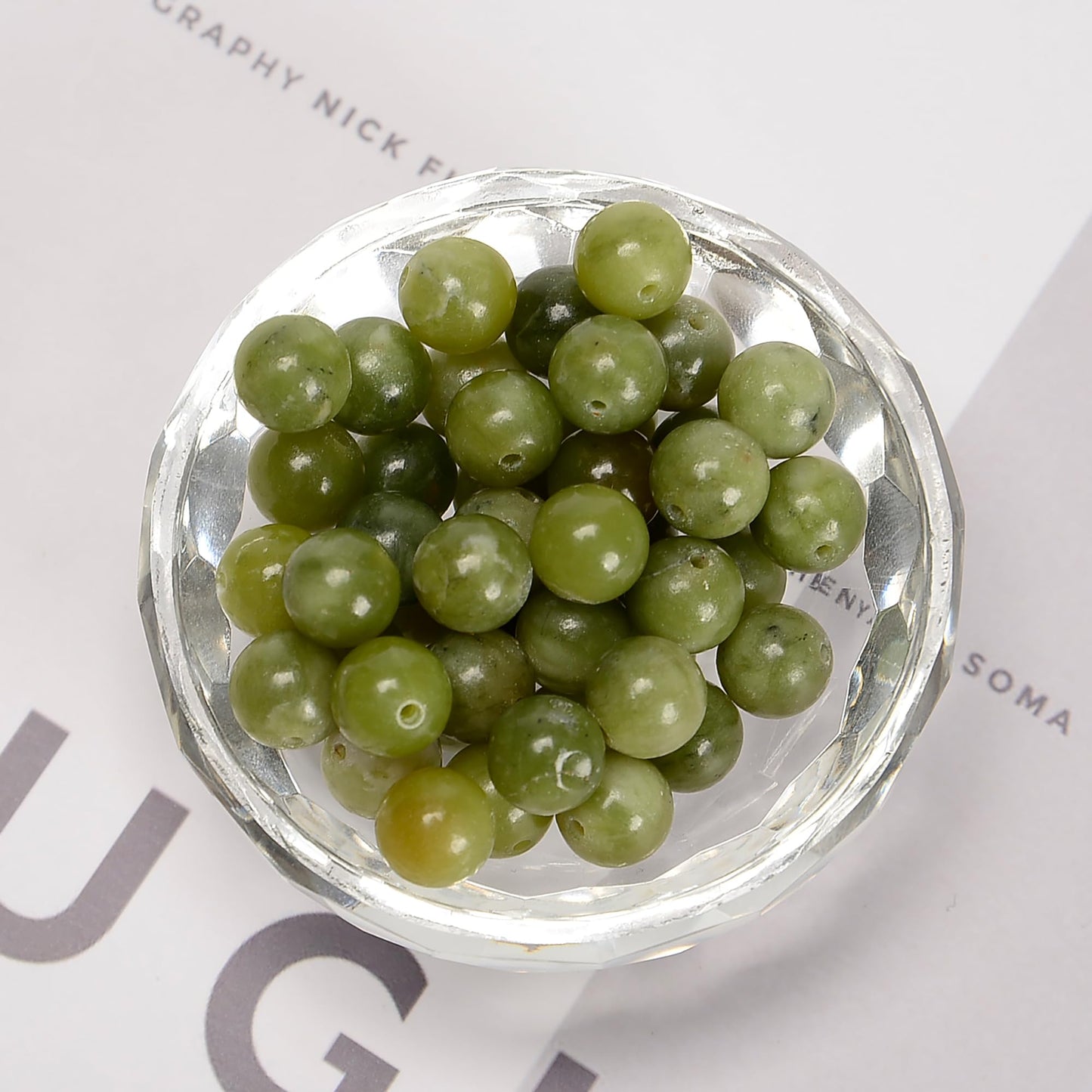 65Pcs 6mm Green Jade Natural Round Loose Real Stone Beads Gemstone Genuine for DIY Hand Made Craft Jewelry Bracelet Earring Necklace String Making Energy Healing Power
