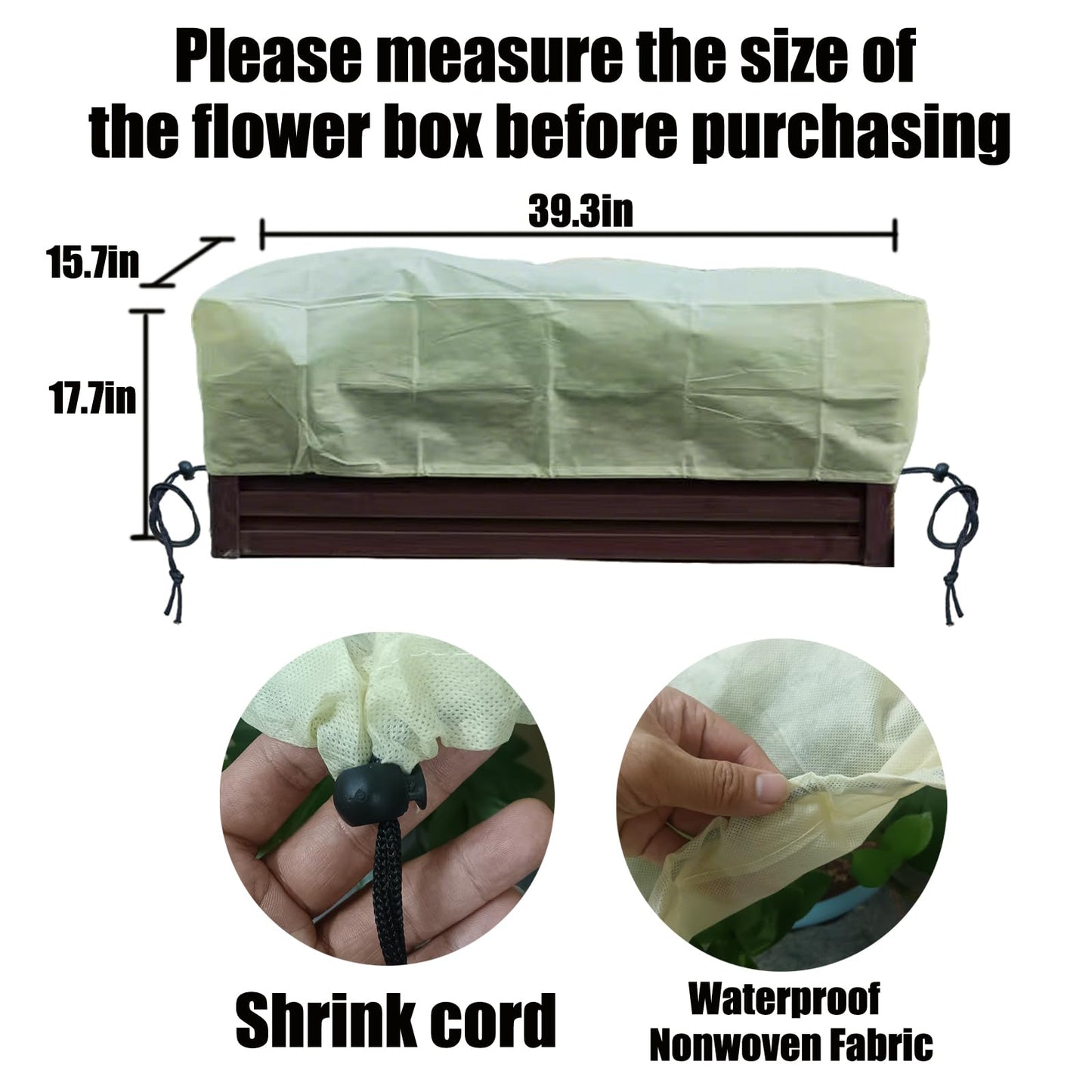 EJW Planter Cover, Plant Covers Freeze Protection,2 Pack 39.3"*17.7"x15.7" Planter Covers for Winter, Frost Cloths for Outdoor Plants, Raised Bed Covers for Winter.
