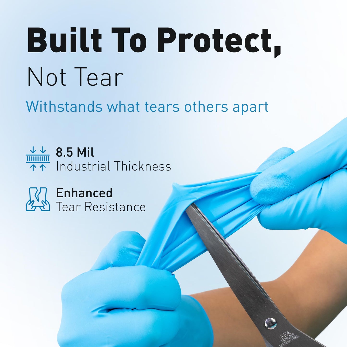 Raxwell Nitrile Gloves - Chemical Resistant Dishwashing Gloves - Textured Grip Waterproof Work Gloves - Heavy Duty Extended Cuff Protection - Large, Blue, 50 Count, 8.5 Mil