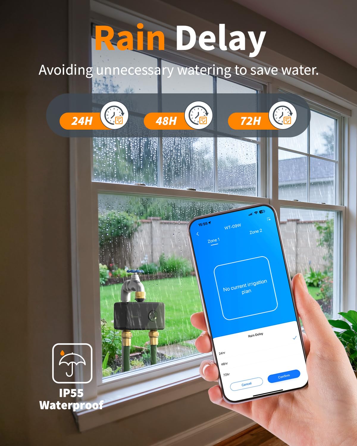 Diivoo Brass WiFi Sprinkler Timer 2 Zone, Smart Water Timer for Garden Hose Remote Control,Compatible with Alexa and Google Home,12 Irrigation Plans,Rain Delay & Manual Watering for Garden,Lawn,Yard