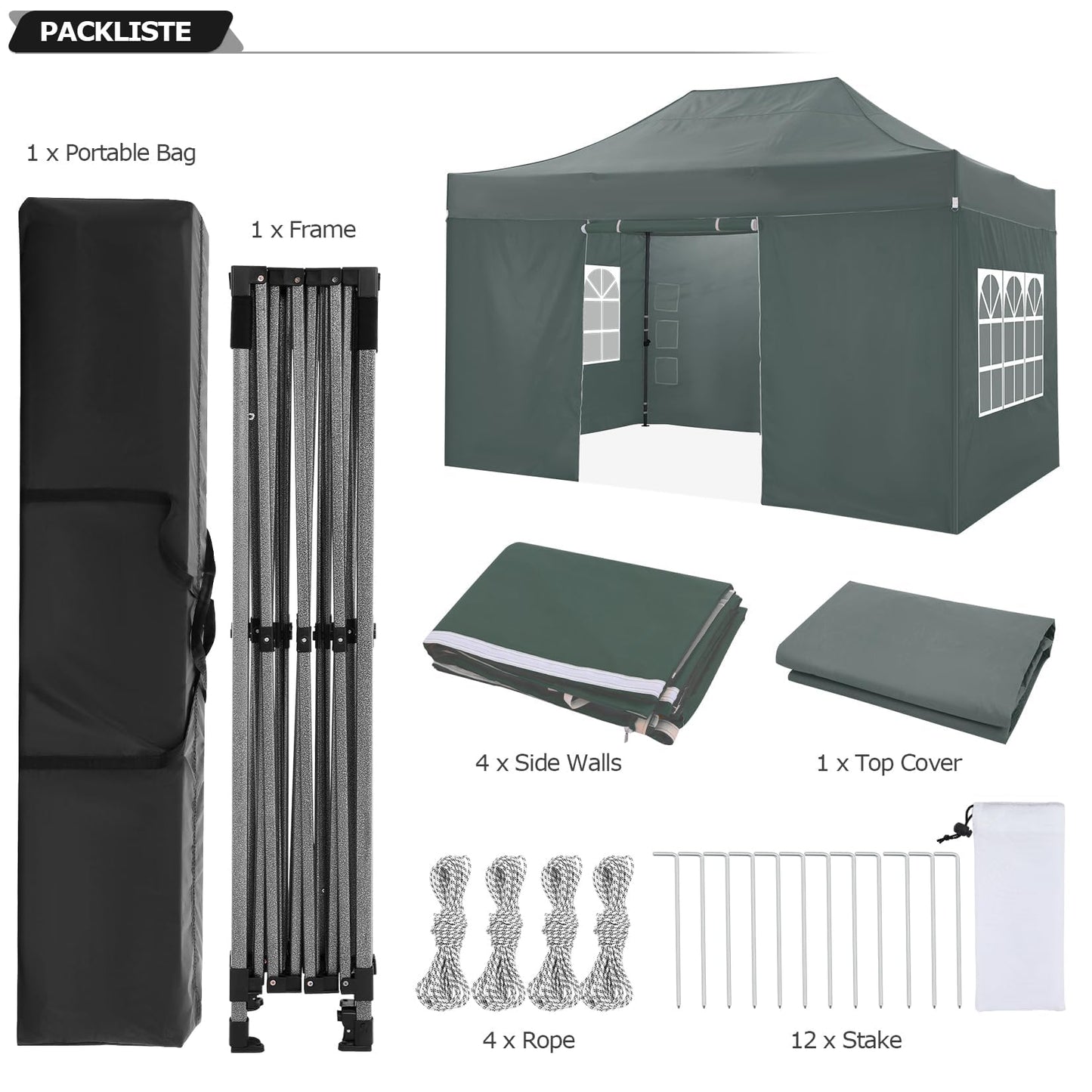 COBIZI 10x15 Pop up Canopy Tent 10x15 Canopy with 4 Sidewalls Waterproof Heavy Duty Commercial Canopy for Parties Outdoor Garden Gazebo Tent, Carry Bag(10x15ft, Gray)