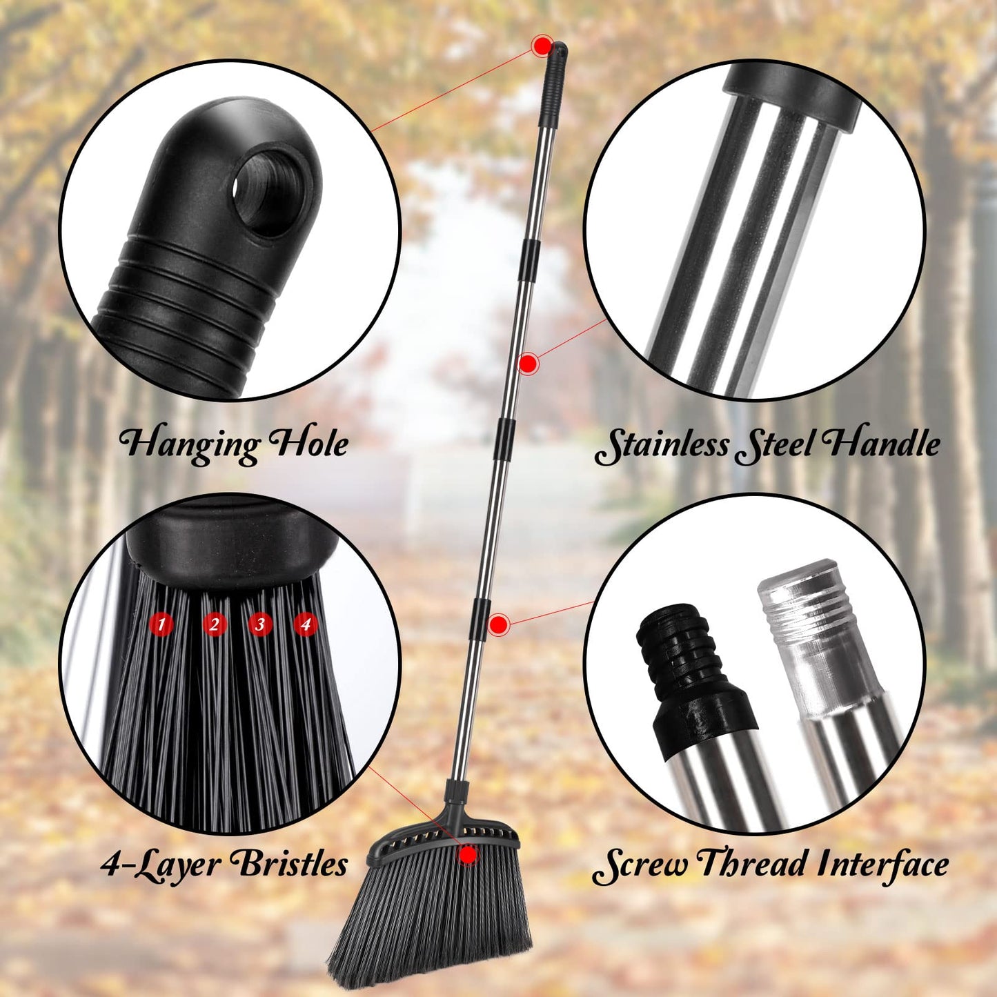 Outdoor Broom,Masthome Heavy Duty Broom,56" Brooms for Sweeping Outdoor,Angle Commercial Brooms with Hard Bristles, for Kitchen Home Office Garage Courtyard Lobby Lawn Concrete