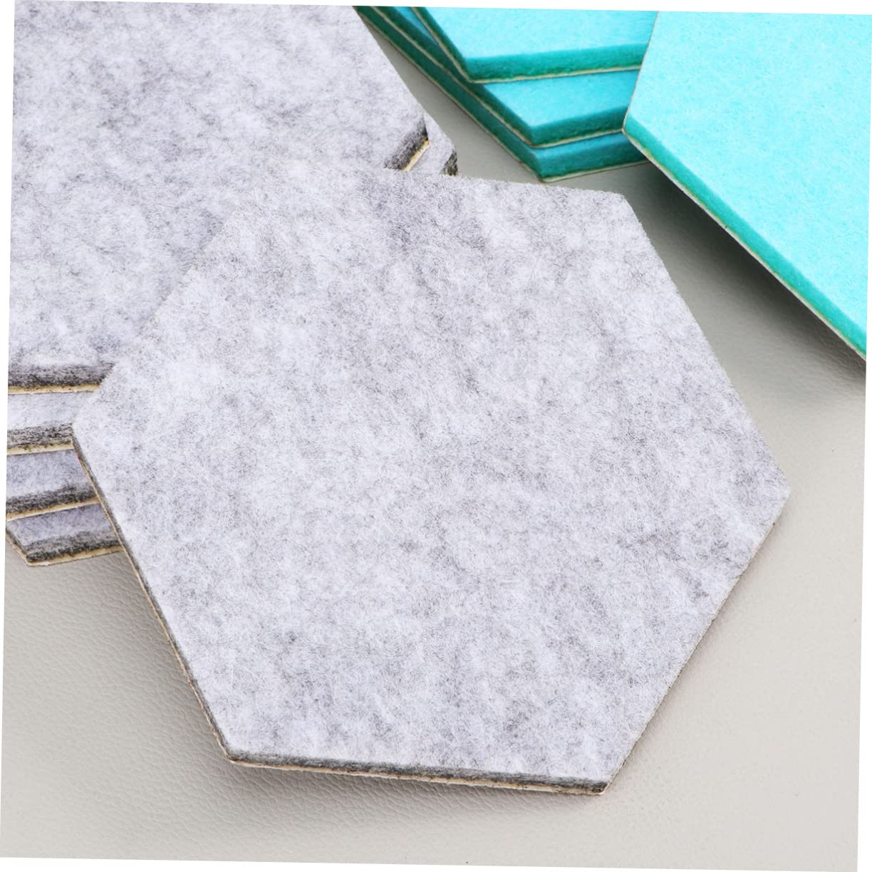 Homoyoyo 20pcs Hexagon Felt Wall Stickers Adhesive Decorative Wool Felt Board for Home and Classroom Use Mint Grey Creative Wall Decor for Office Classroom Spaces