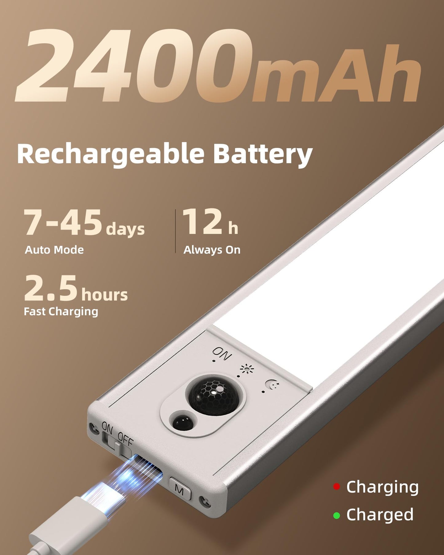 EZVALO 5-Pack Under Cabinet Lighting, 2400mAh Motion Sensor Light, LED Closet Lights Wireless, 3000K Dimmable, Timer, Magnetic, with Remote Control for Kitchen, Closet, Stair