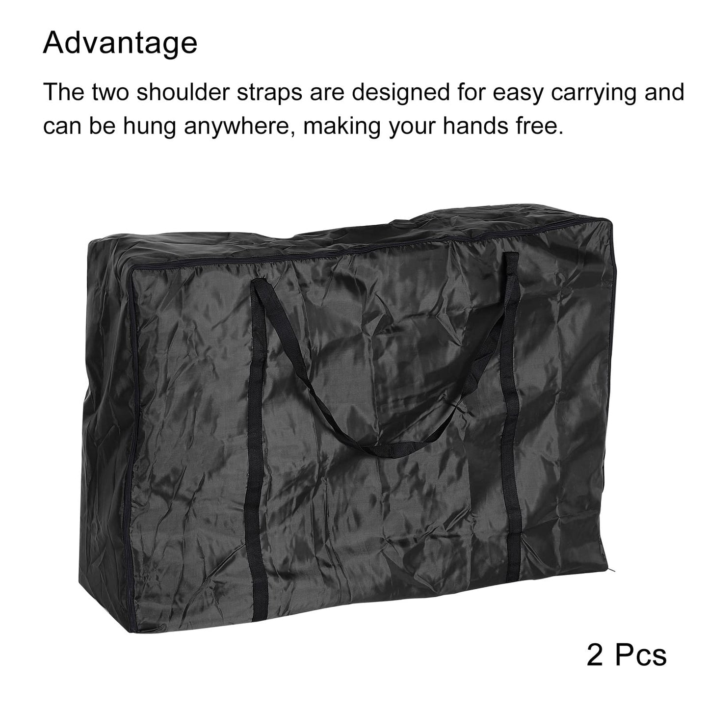 PATIKIL Chair Storage Bag, 2 Pack Waterproof Folding Lounge Chair Cover Carrying Case for Outdoor Camping Chair Beach Chaise Zero Gravity Chair, Black