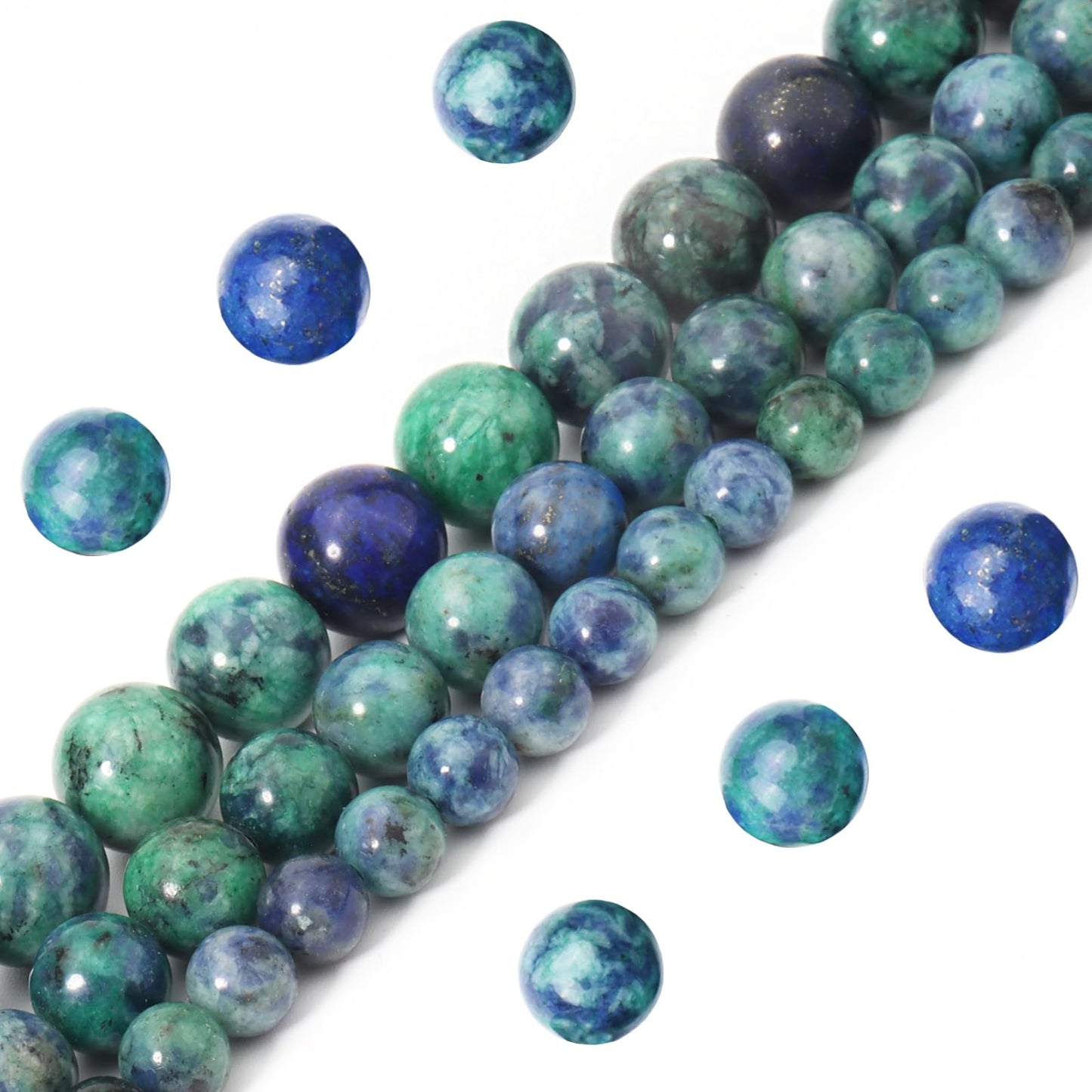 Siomia 60pcs 6mm Natural Phoenix Lapis Lazuli Gemstone Beads Energy Healing Crystal Round Loose Stone Beads for Jewelry Making, DIY Bracelets Necklaces