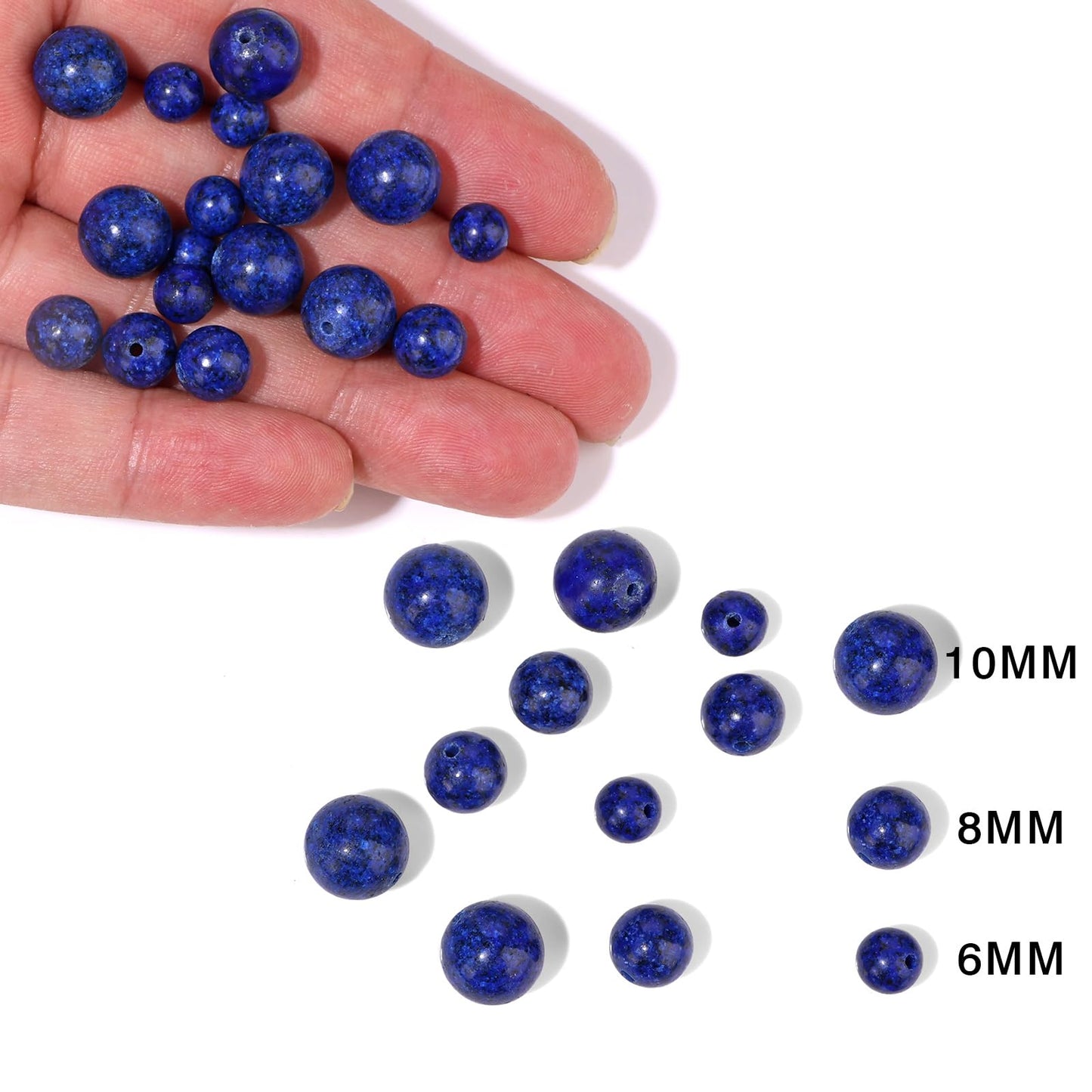 40pcs 10mm Natural Lapis Lazuli Gemstone Beads Healing Crystal Round Loose Stone Beads for Jewelry Making, Crystal Stone Beads for Bracelets Necklace Earrings Making