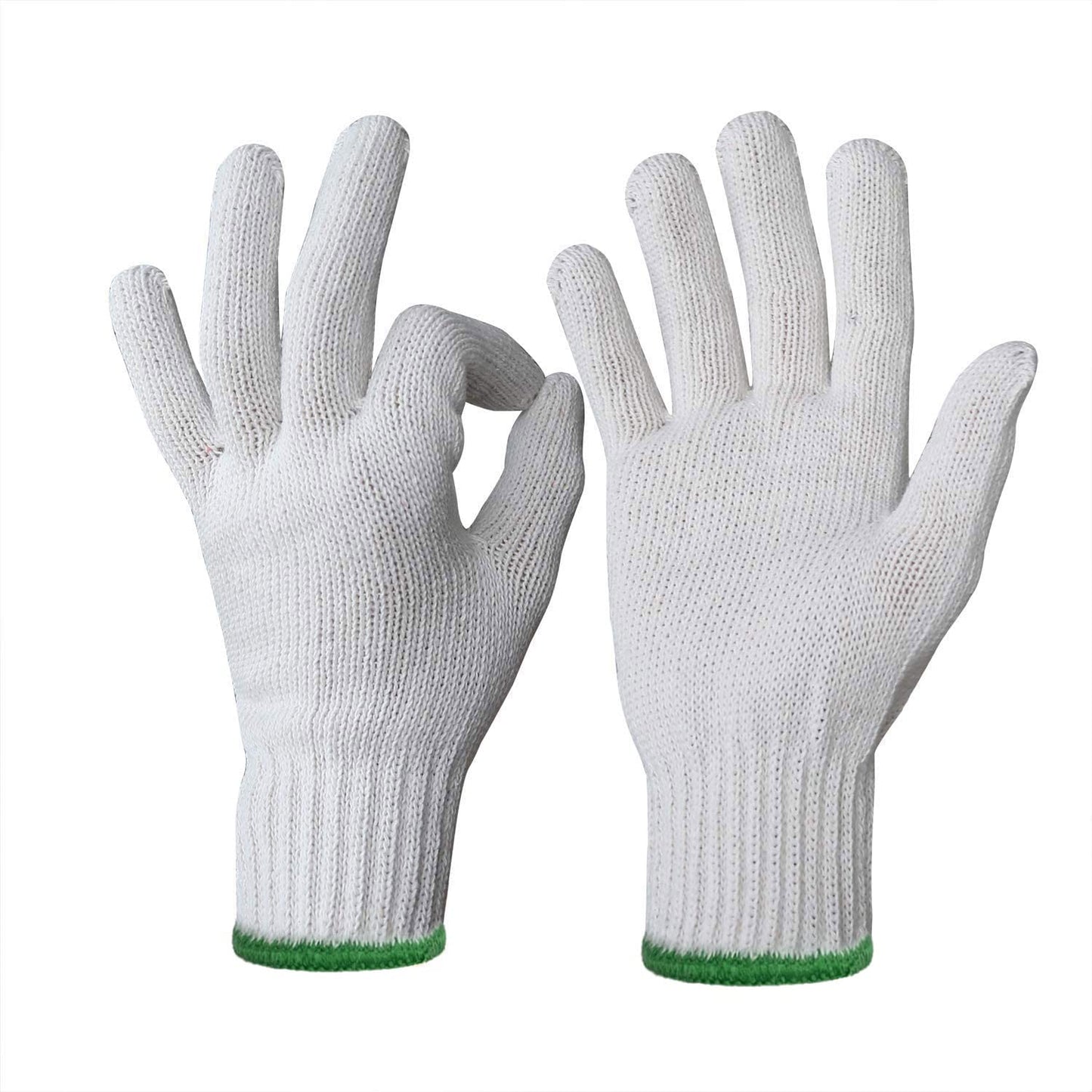 Evridwear Cotton Polyester String Knit Shell Safety Protection Work Gloves for Painter Mechanic Industrial Warehouse Gardening Construction Men & Women 12 Pairs, no Dots, XLarge Size