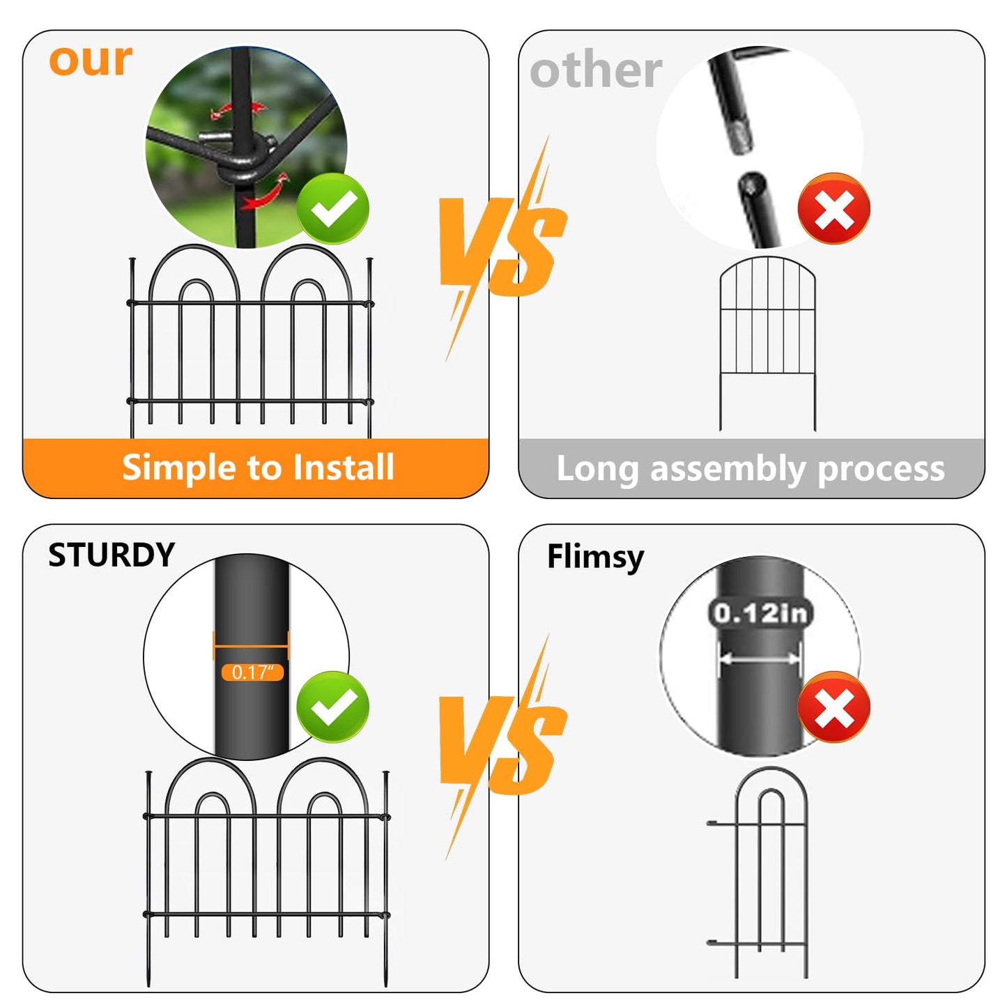 45ft X 13in Animal Barrier Fence, 32 Panels No Dig Fence for Dogs Rabbit, Anti Digging Defense Barrier Garden Edging Border, Rustproof Metal Arched Decorative Garden Fencing for Outdoor, Yard, Lawn