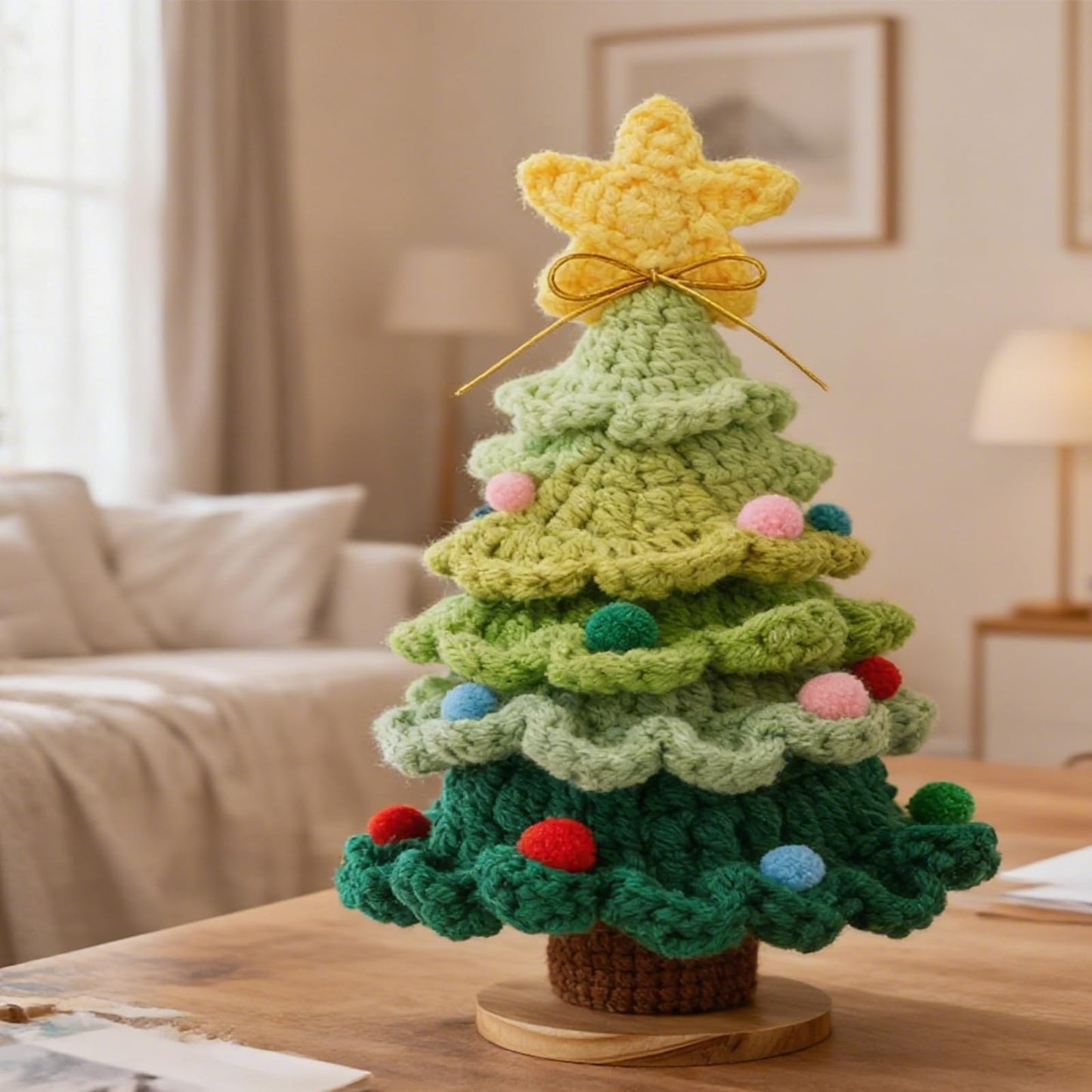Crochet Christmas Tree,Tabletop Christmas Decorations,Funny Christmas Tree Gift,for Desk Home Office Xmas Holiday Party Tree Decor