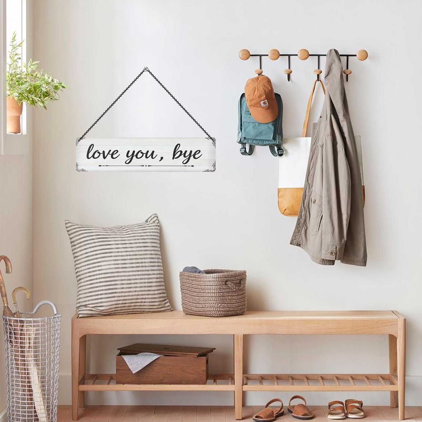 Nirxxiy Love You Bye Sign Sentimental Sign Wall Aluminum Decor Home Bar Hallway Entryway Door Metal Wall Art Gifts for Loved Ones to Express Warmth 16 x 4'' (White Font-A)