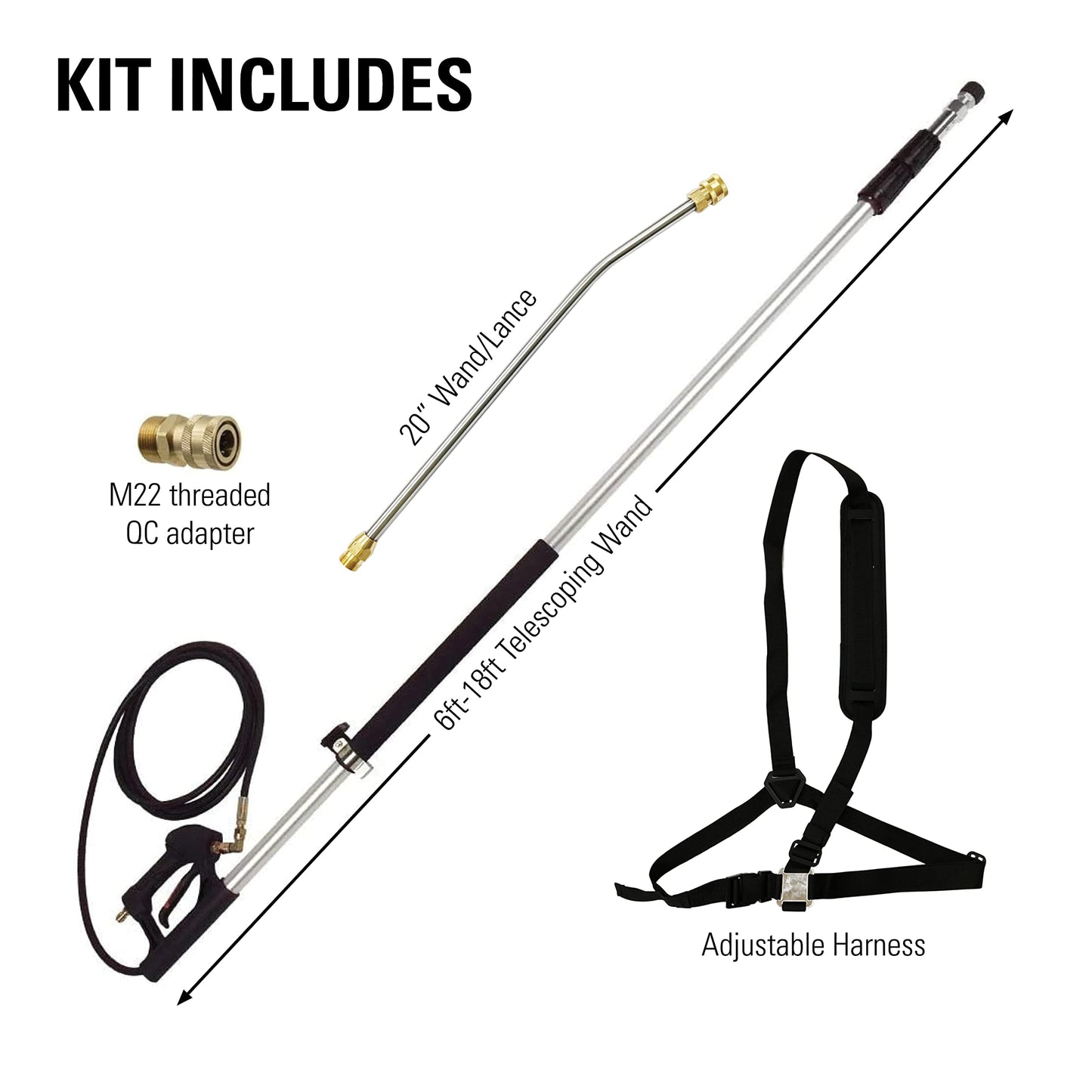 Simpson Cleaning 80470 Telescoping Extension Wand for Gas and Electric Pressure Washers up to 4000 PSI
