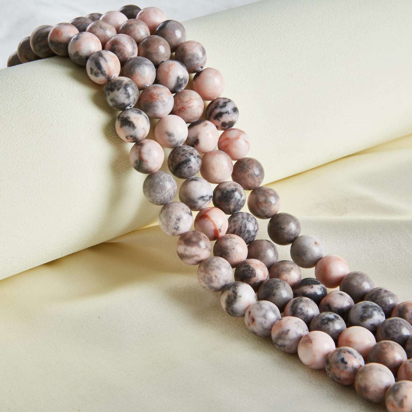 60pcs 6mm Pink Zebra Beads Natural Gemstone Beads Round Loose Beads for Jewelry Making