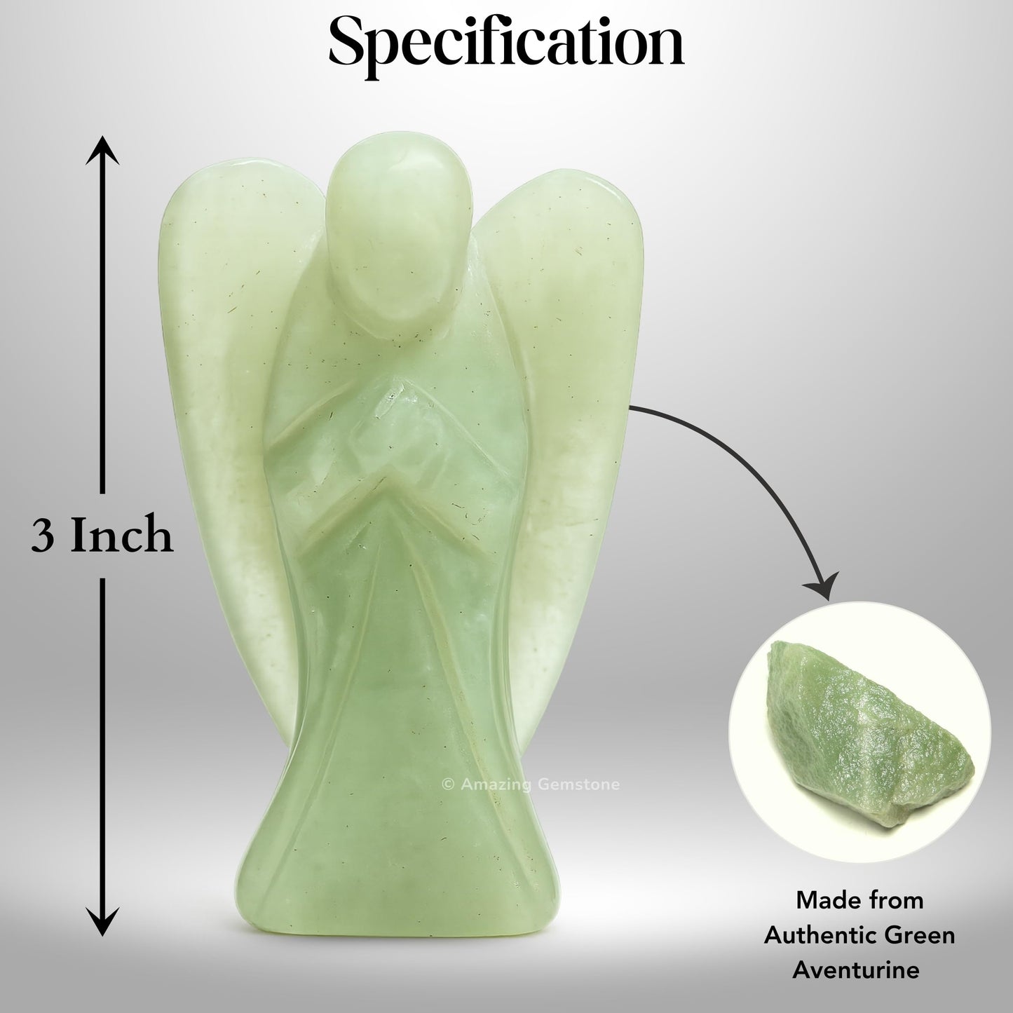 Amazing Gemstone Green Aventurine Angel - Green Aventurine Crystal Angel and Pocket Guardian Angel Crystal Figurines (3 inches)