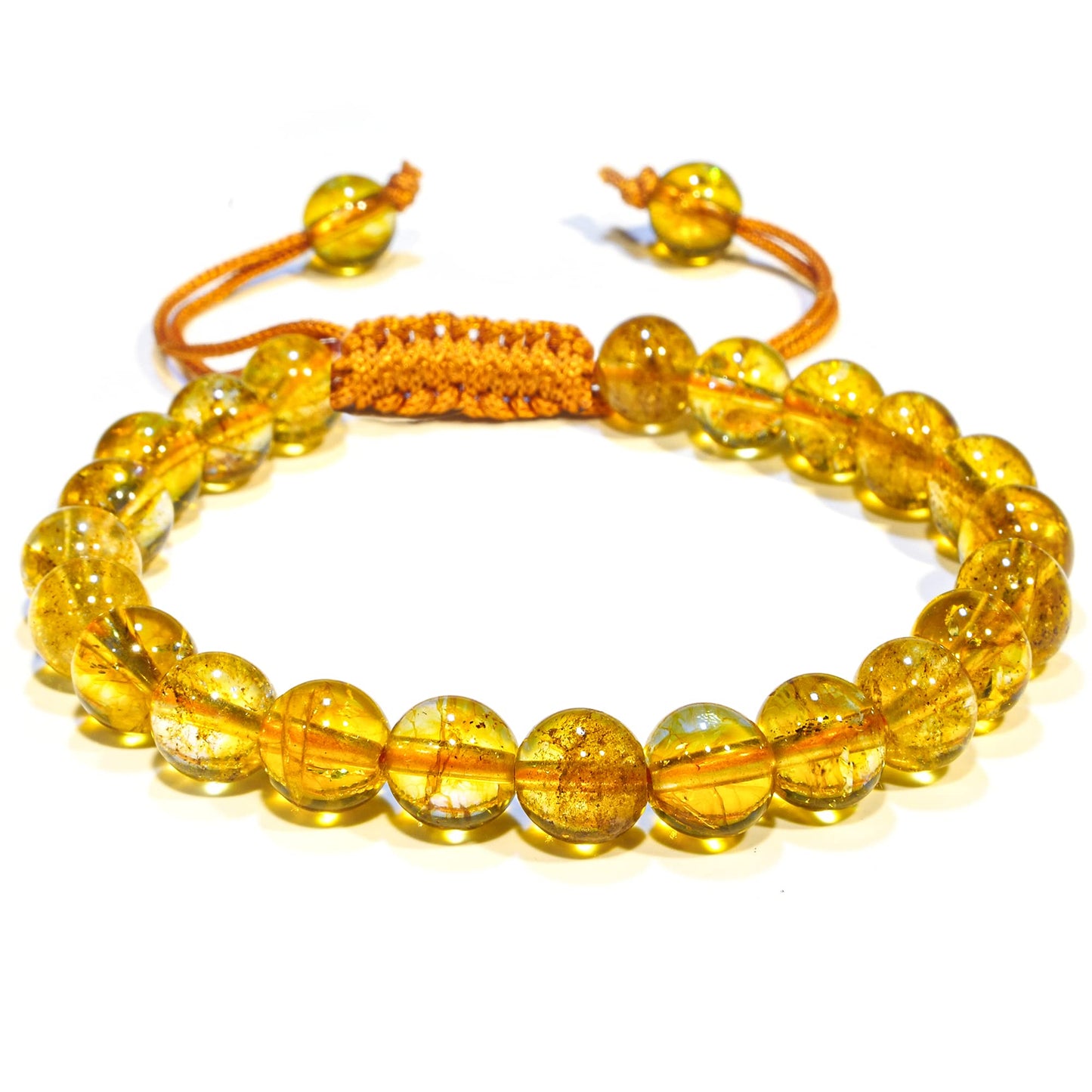 ANAYA AGATE Healing Crystal Bracelet – Chic Gemstone Bracelet for Men and Women – 8mm Round Bead Bracelets for Spiritual Healing, Protection, Positive Energy - Citrine Heated
