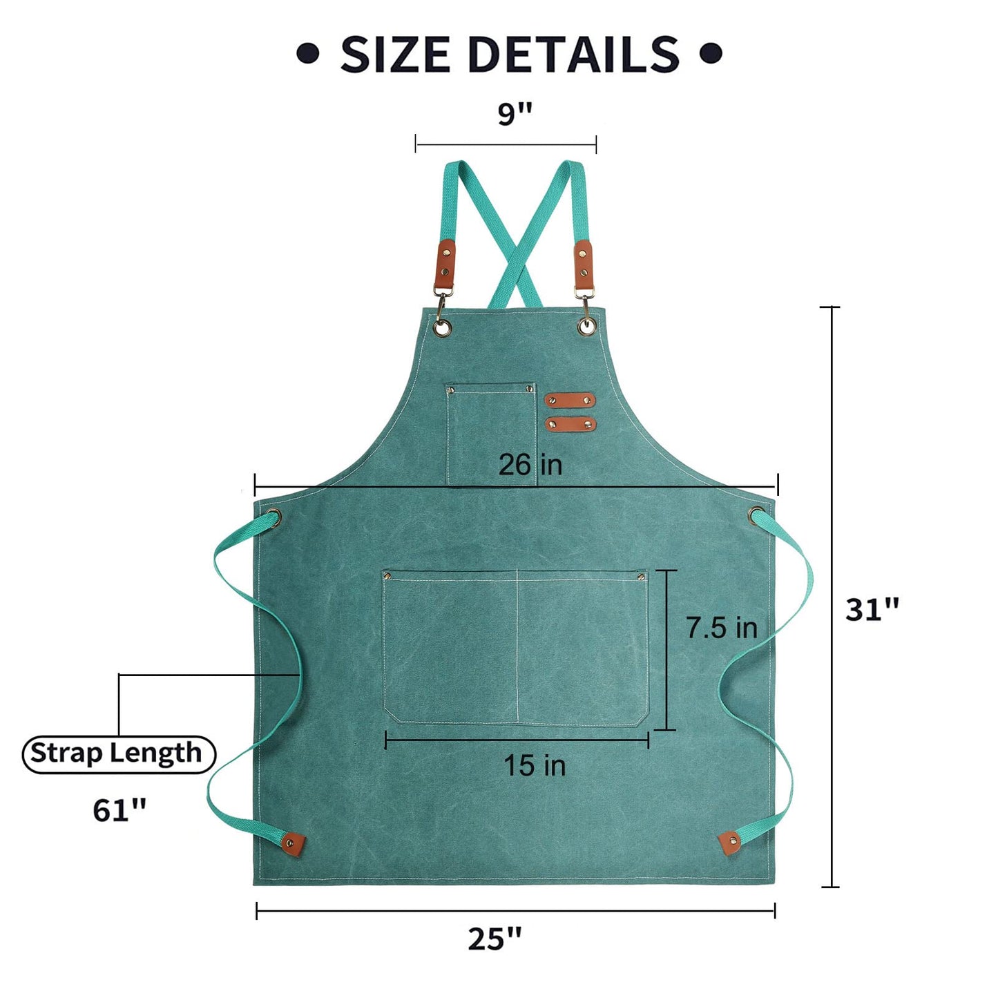 ZOMAO Chef Apron, Cotton Canvas Gardening Apron with Large Pockets for Men and Women,Kitchen Cooking Baking Bib Heavy Duty Adjustable Garden Apron