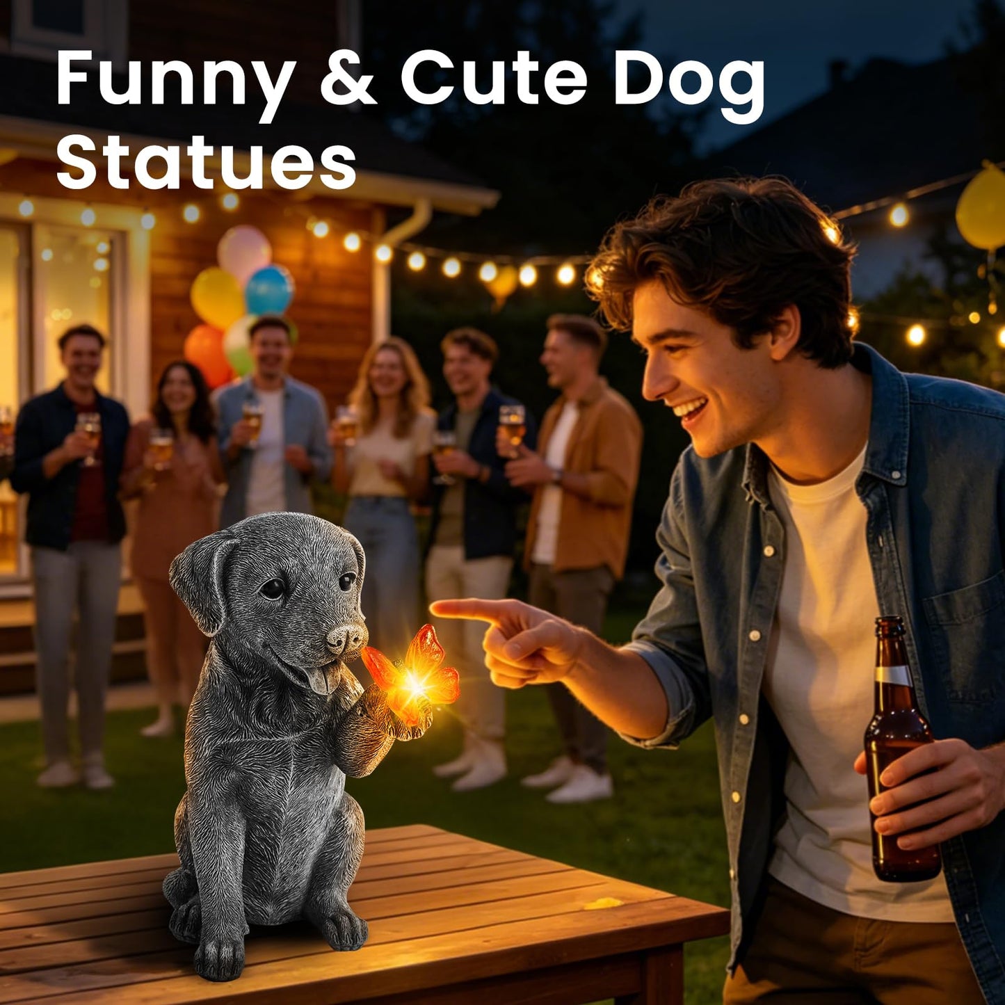 Solar Garden Statues Outdoor Decor, Garden Decor Dog Statue for Yard, Patio, Lawn Outside, Ideal Christmas Birthday Mothers Day Gifts for Mom Women Grandma