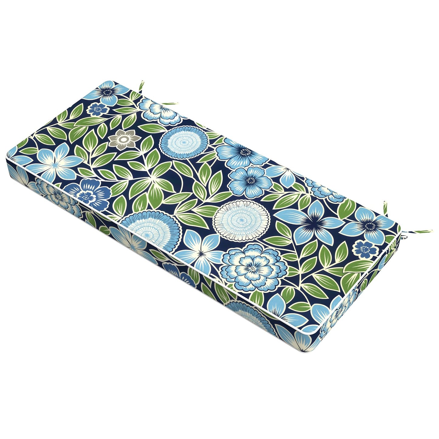 Melody Elephant Outdoor Bench Cushion 42x18x3 Inch, Patio Furniture Cushions, All-Weather Seat Chair Couch Pad, Garden Porch Loveseat Bench Cushion for Decoration, Azure Bloom