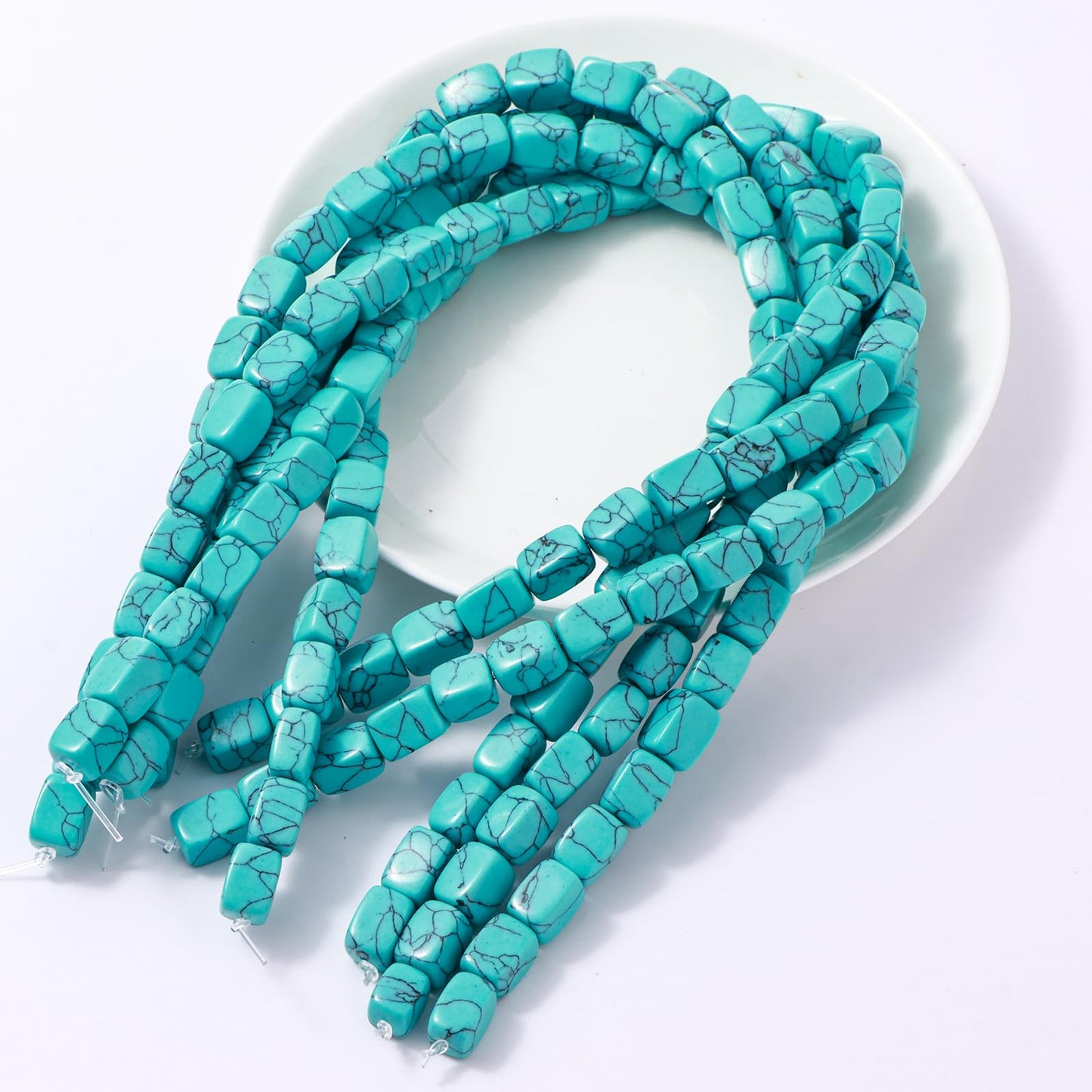 Natural Large Blue Turquoise Cube Stone Beads 8x11mm 38cm/str Loose Semi Gemstone Stone Square Beads for Making Bracelets Necklace