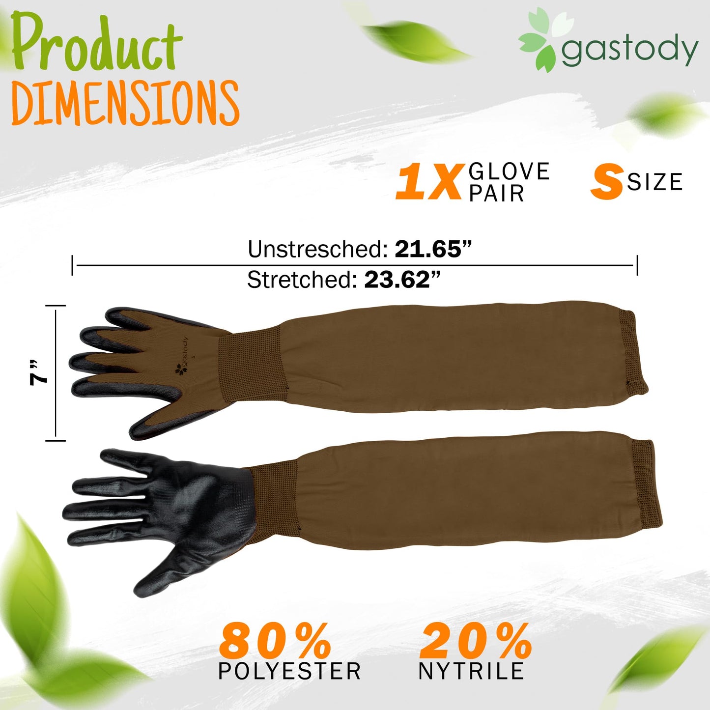 Gastody™ Long Gardening Gloves Women and Men M - Long Sleeve Garden Gloves Multipurpose Heavy Duty Outdoor and Indoor - Long Cuff Garden Gloves - Thorn Resistant Protective Work Rose Pruning Gloves