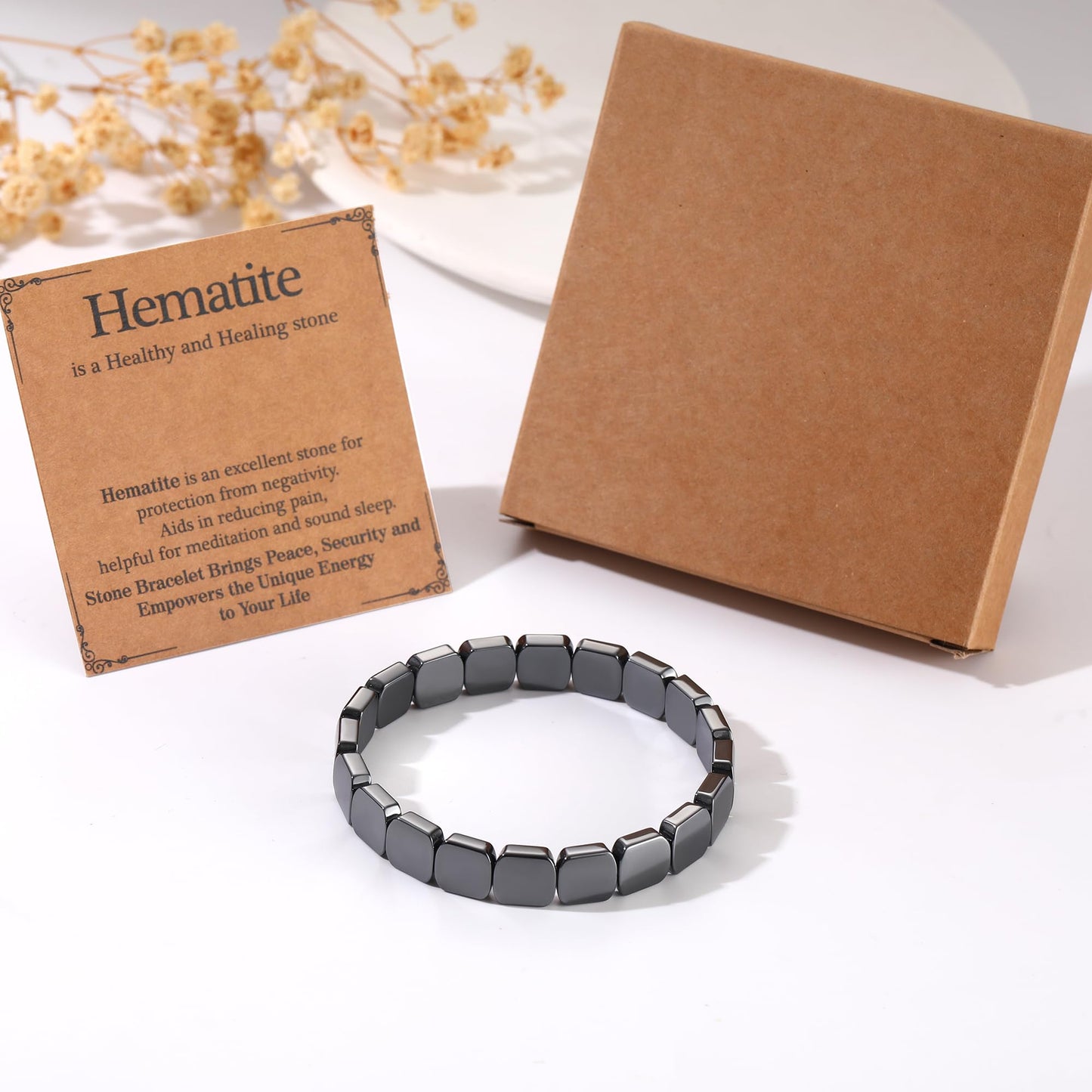 DONYUDE Fathers Day Bracelets Gifts for Husband Hematite Bracelet for Men Birthday Anniversary Jewelry Gifts for Husband Black Hematite Grounding Bracelet Reignite Masculine Energy Motivational Gift