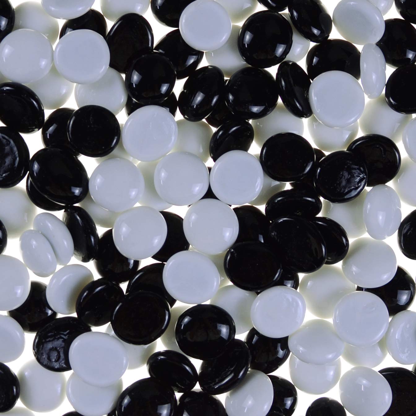 Kissvian Flat Glass Marbles/Gems/Stones/Beads for Home Décor Vase Filler Table Scatter Art Craft Aquarium – 2LB (17-20mm, Approx. 3/4") Black & White