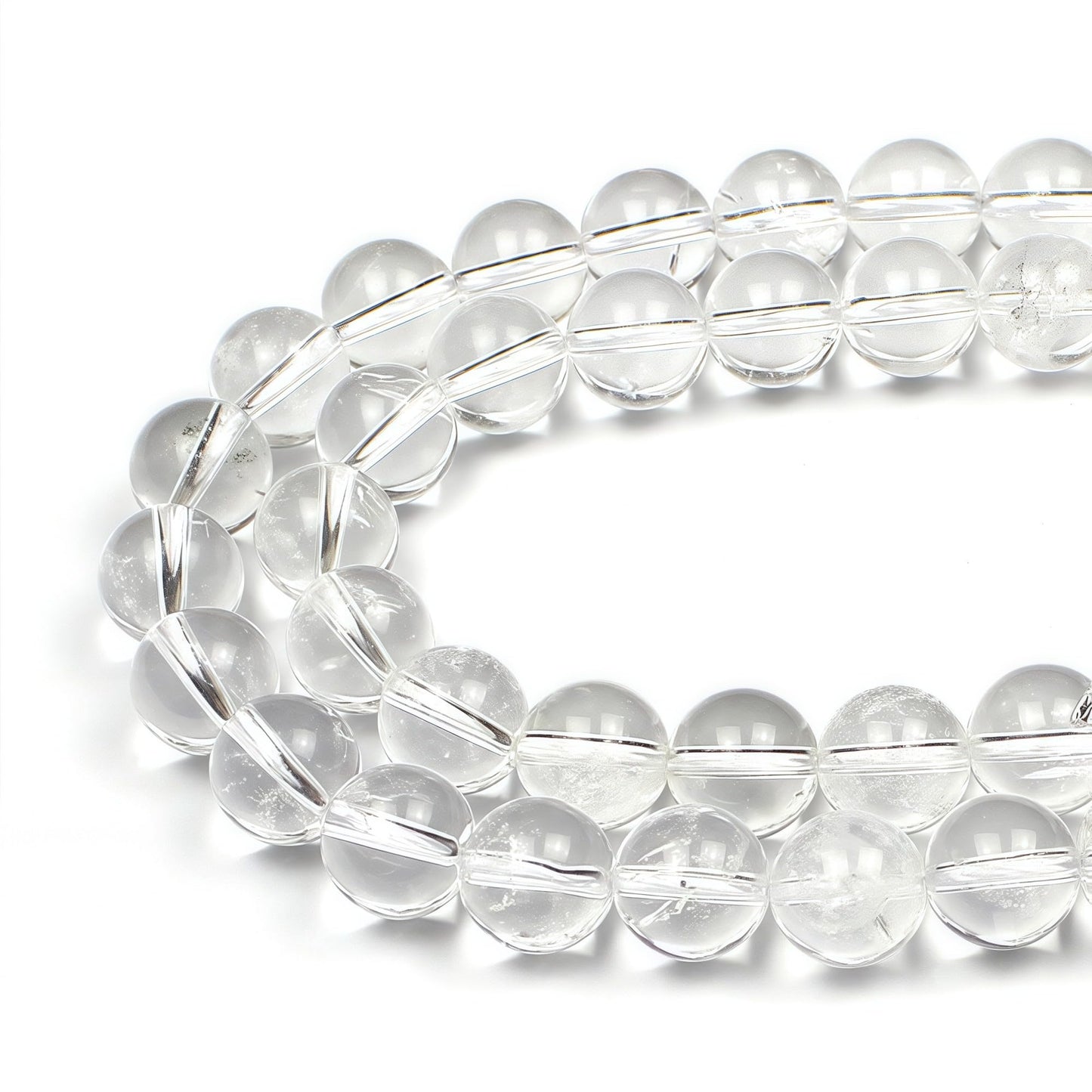MJDCB 7A Natural White Clear Quartz Round Beads Gemstone Beads for DIY Necklace Bracelat Jewelry Making Strand 15" (8mm)