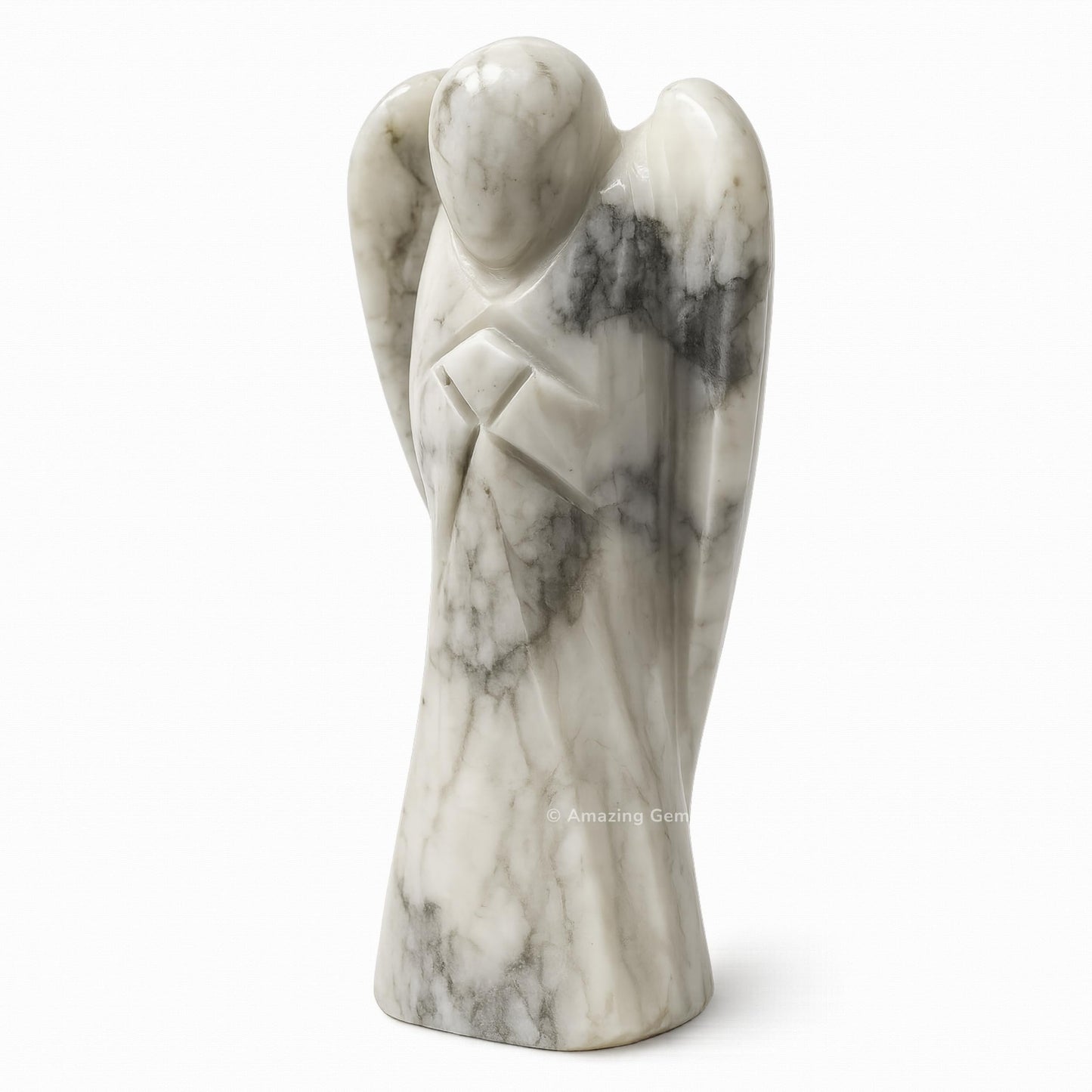 Amazing Gemstone Howlite Angel - Howlite Crystal Angel and Pocket Guardian Angel Crystal Figurines (1.5 inches)