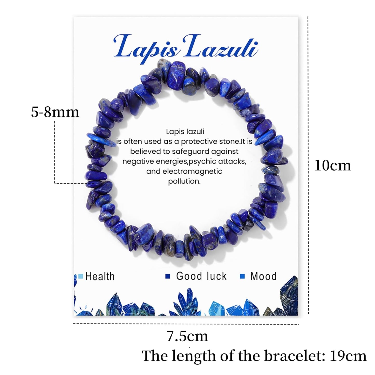 Lapis Lazuli Bracelet for Men Women 8mm Lapis Lazuli Crystal Bracelet Raw Gemstone Bracelets Blue Bracelets Natural Stone Bracelet Lapis Lazuli Jewelry for Women