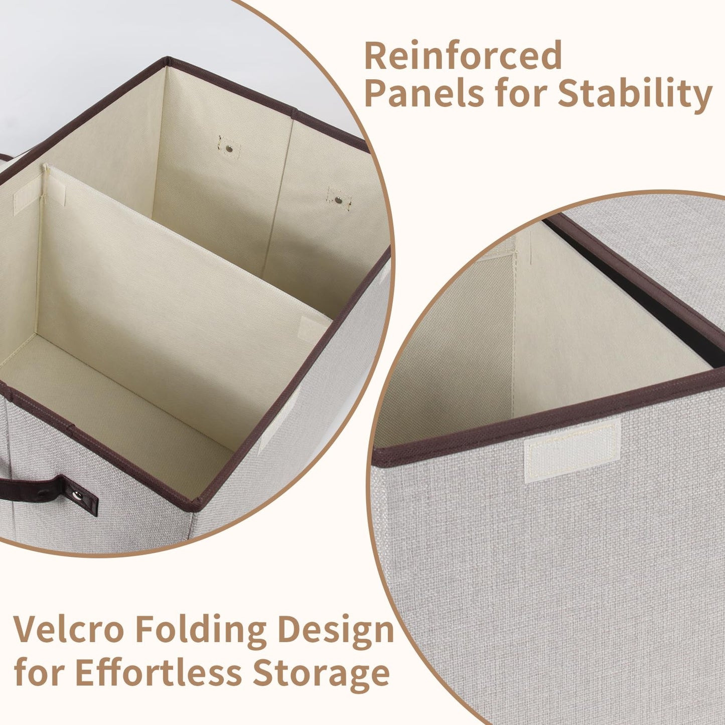 Tcbelosion Foldable Fabric Storage Box, 16.5 x 11.8 x 9.8 inches (L x W x H), with Double-Lid & Dividers, Large Organizer for Home, Closet, Office(Grey)