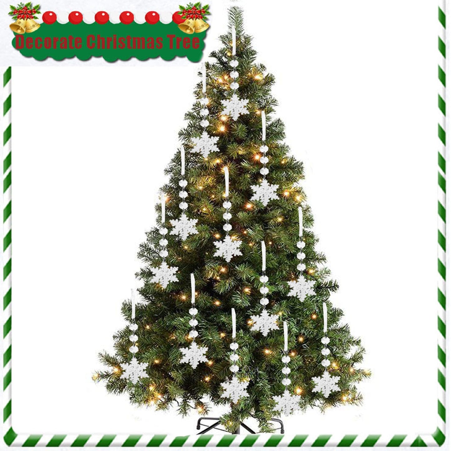 MIAO JIN 20 Pcs Plastic Winter Snowflake Drip Ornaments Xmas Tree Hanging Decorations for Christmas Tree Wedding Birthday Party Home Window Door Decorations (Transparency)