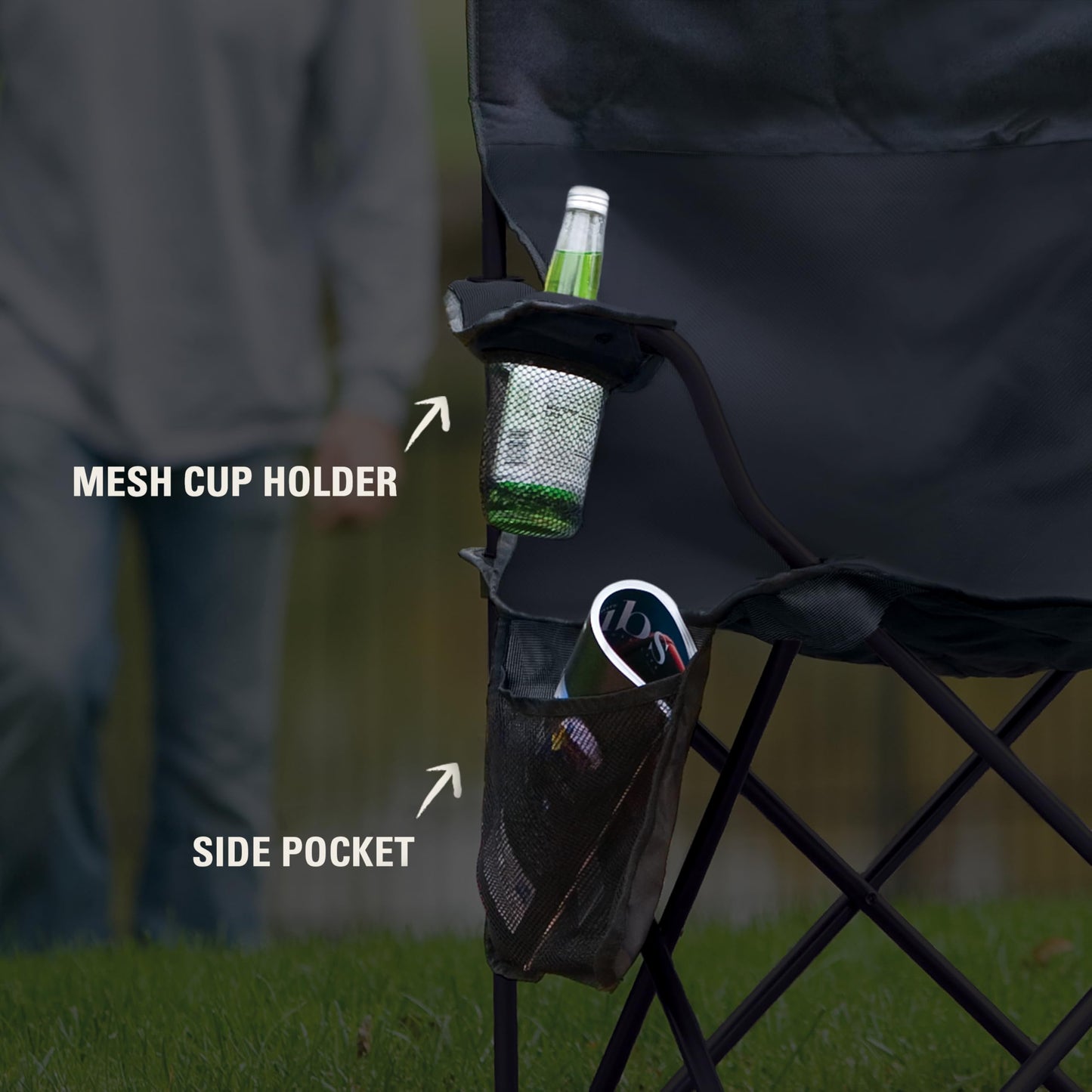 Coleman Portable Camping Chair with 4-Can Cooler, Cushioned Seat & Back with Side Pockets & Cup Holder, Carry Bag Included, Great for Camping, Tailgating, Firepits, Patio, & More