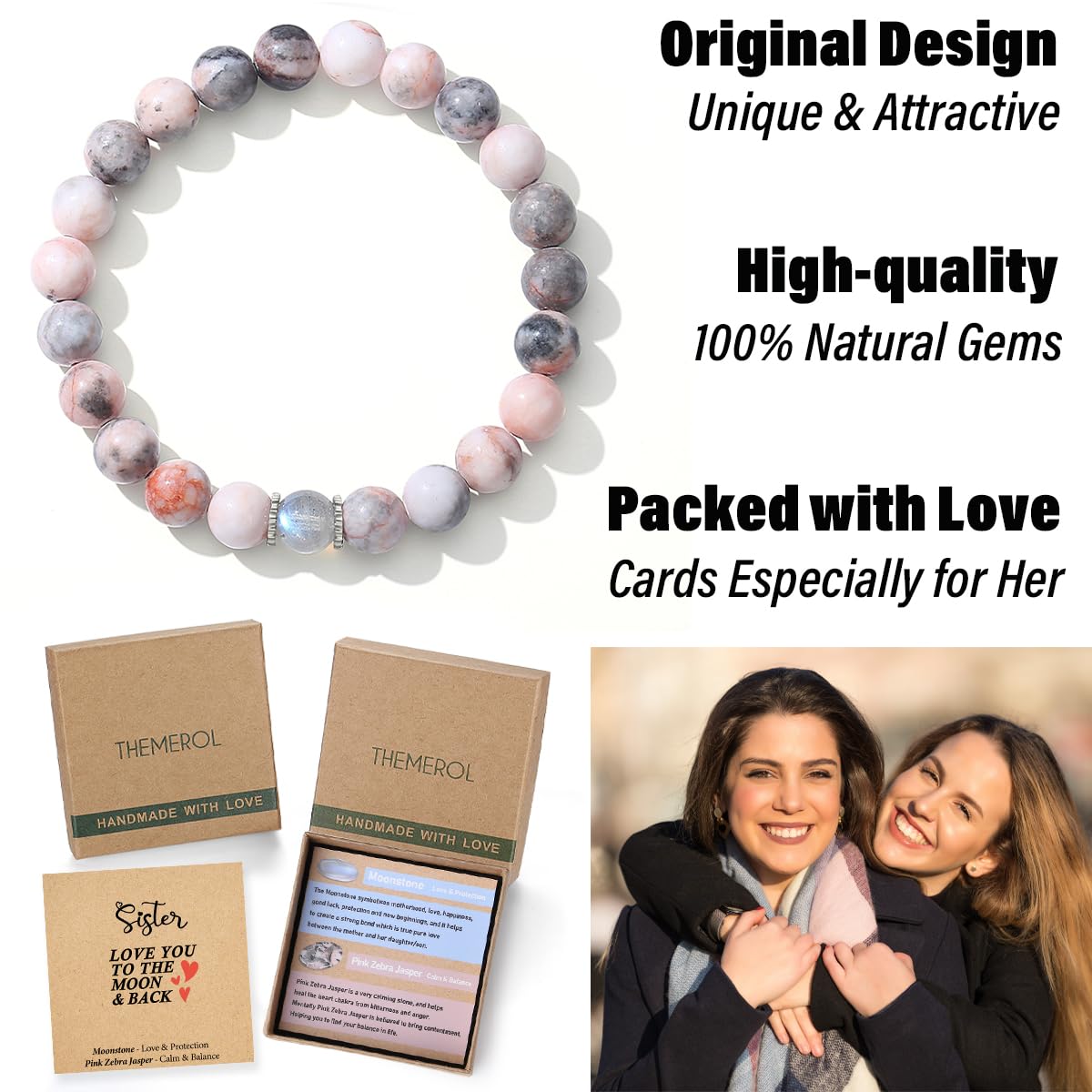 THEMEROL Sisters Gifts from Sister Birthday Gift Ideas Bracelets Women Mothers Day Gift Ideas Big Sister Gifts for Little Christmas Wrap Graduation Valentines Day In Law