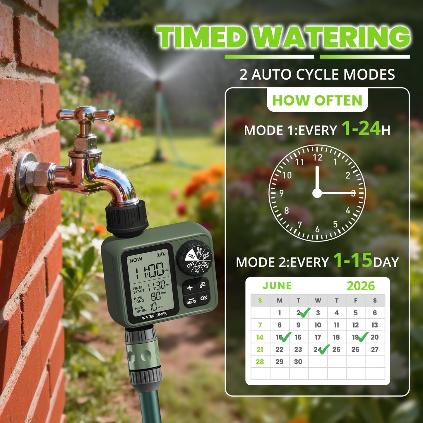 Curety Sprinkler Timer for Garden Hose, Irrigation Water Timer with Rain Delay, Automatic Manual Watering for Lawn Yard Outdoor Drip Irrigation System