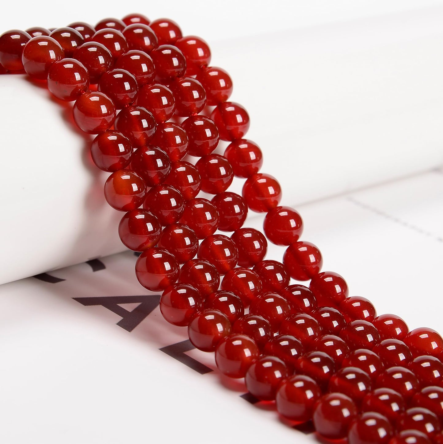 65Pcs 6mm Red Agate Natural Round Loose Real Stone Beads Gemstone Genuine for DIY Hand Made Craft Jewelry Bracelet Earring Necklace String Making Energy Healing Power