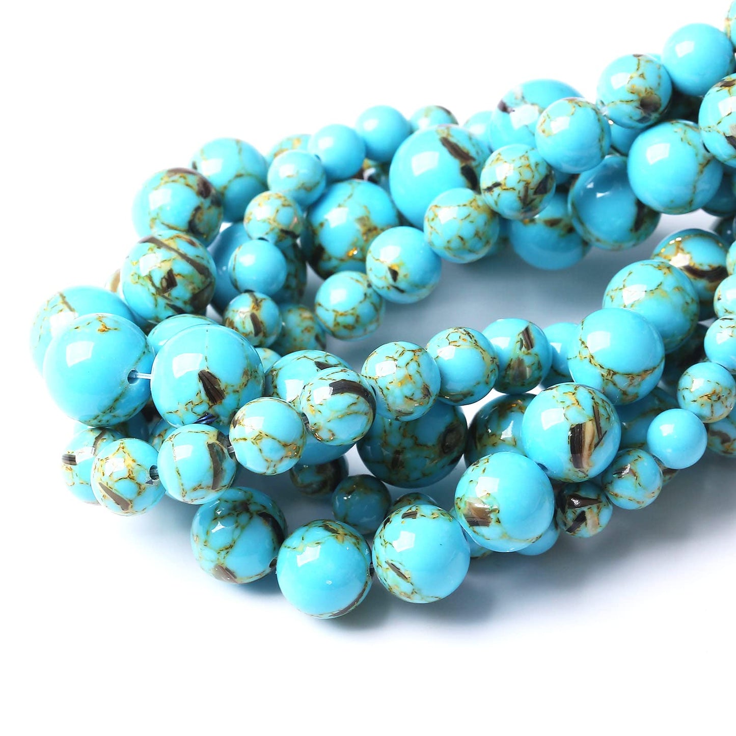 45PCS 8MM Beads - Shell Turquoise & Mother-of-Pearl Round Loose Natural Gem Beads for Jewelry Making - 15