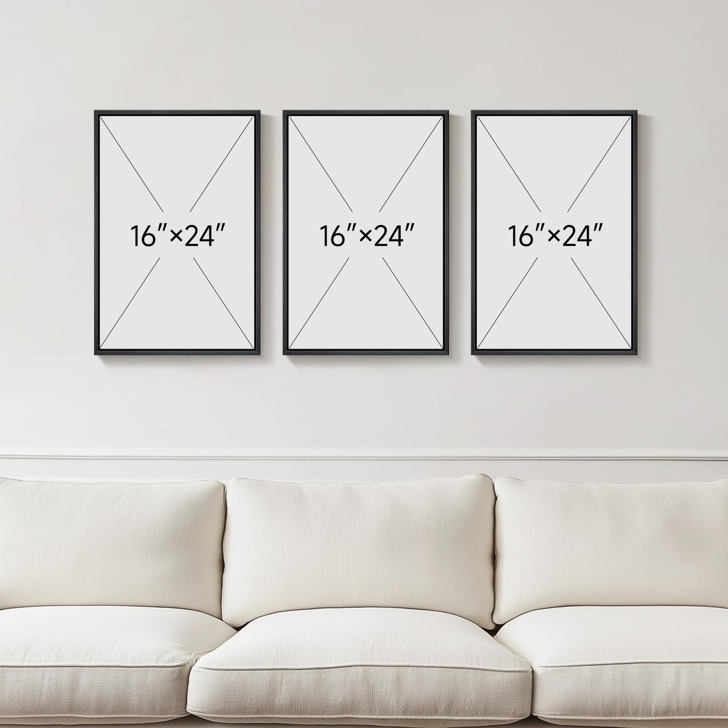 Framed Black and White Abstract Wall Art, 3 Piece Modern Canvas Prints Paintings Art for Walls, Minimalist Black White Abstract Pictures for Living Room Bedroom Dining Room Office Wall Decor 16x24 In