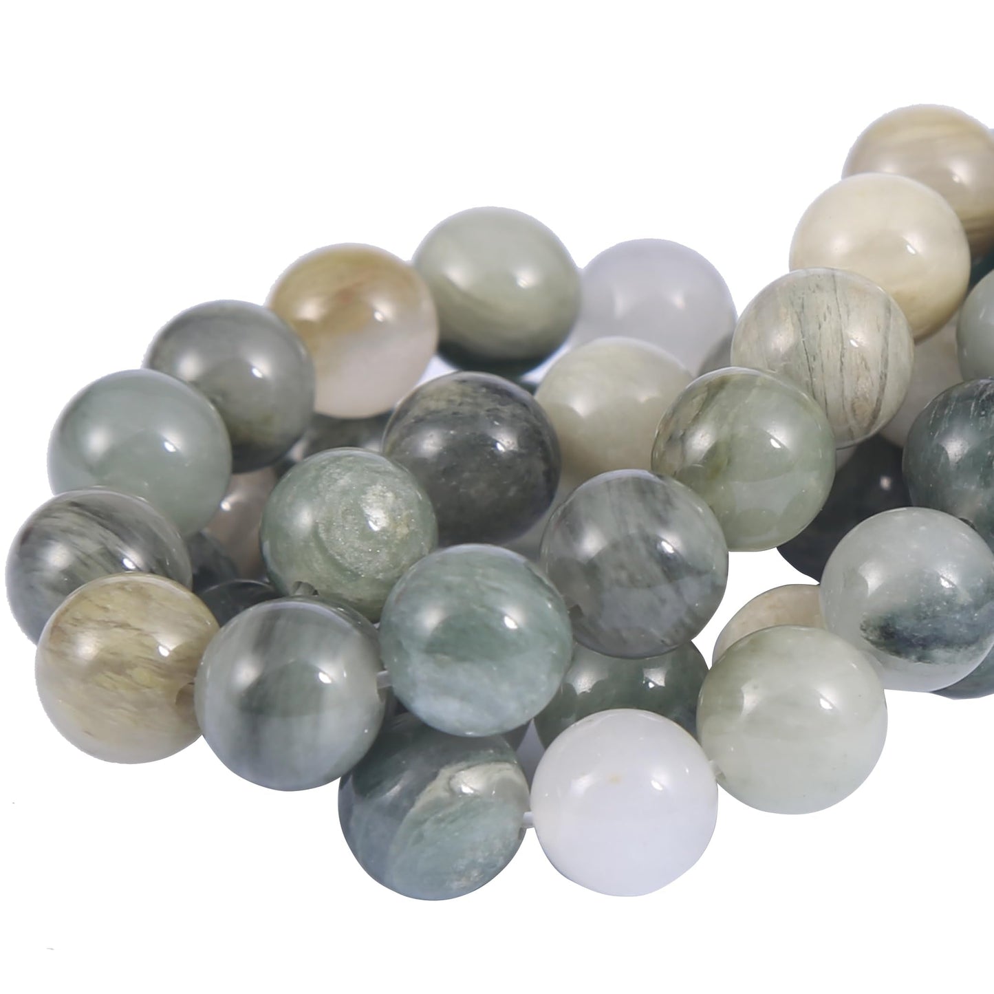 Natural 8mm Green Amphibole Gemstone Beads Energy Healing Crystal Round Loose Stone Beads for Jewelry Making, DIY Bracelets Necklaces