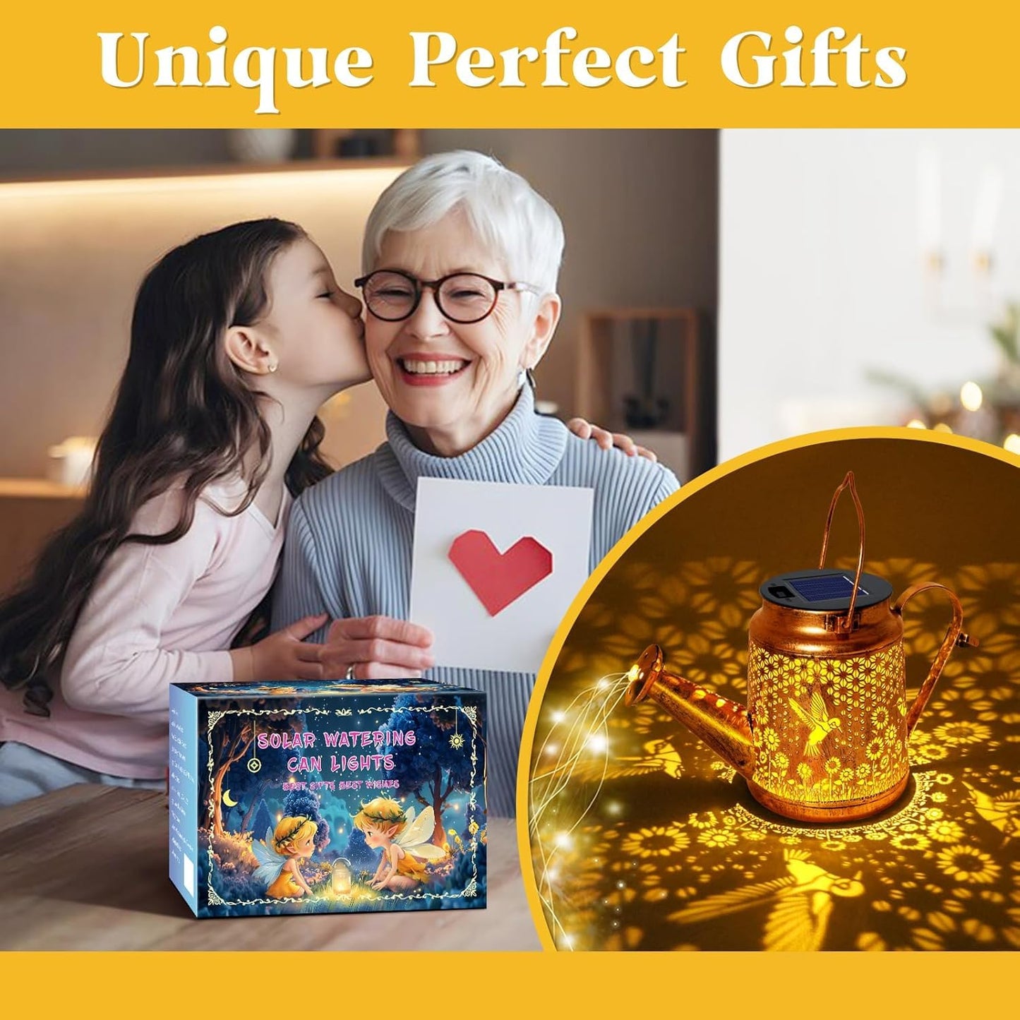 Big Solar Lanterns Outdoor Waterproof, Gifts for Mom Grandma Women Wife Daughter Mother's Day, Hummingbird Sunflower Watering Can with Shepherd Hook, Hanging Lanterns, Solar Path Lights Outdoor Decor