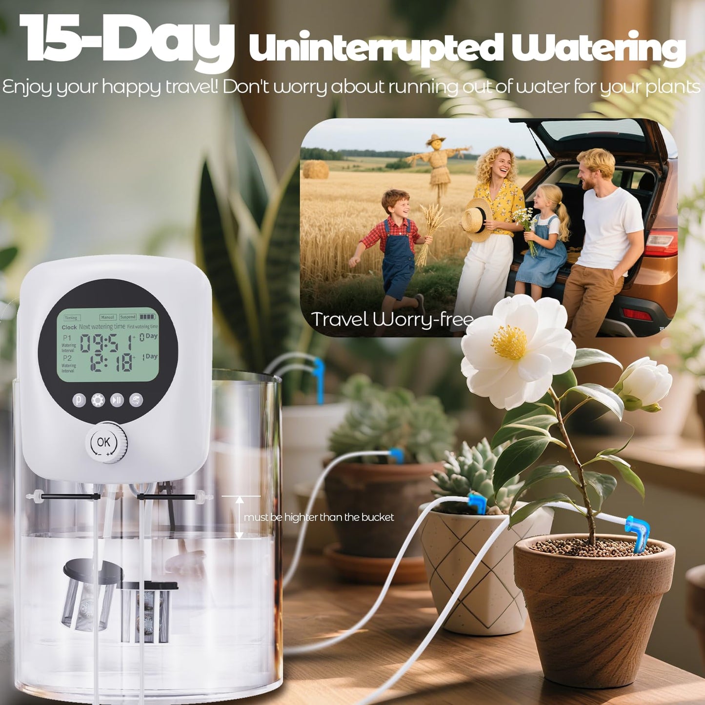 Dual Pump Automatic Plant Waterer Indoor, Self Watering System for 30 Potted Plants, Vacation Plant Watering Devices, Automatic Watering System with Digital Programmable Water Timer