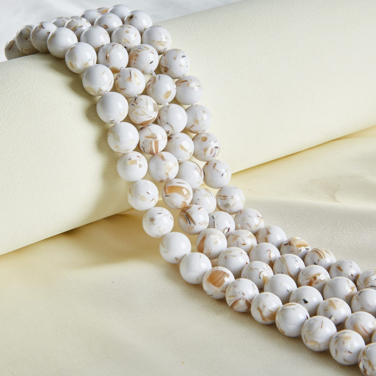 60pcs 6mm White Shell Turquoise Beads Natural Gemstone Beads Round Loose Beads for Jewelry Making