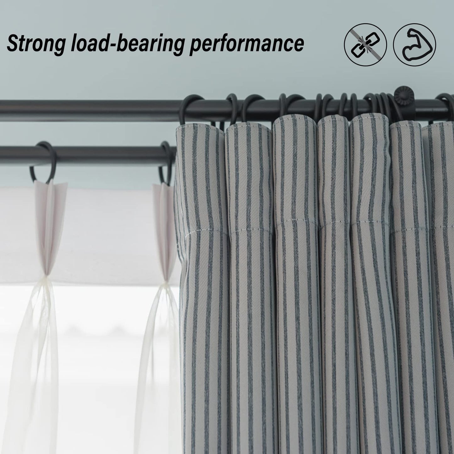Homyplaza 44 Pack Black Curtain Rings with Clips, Curtain Hooks for Hanging, Heavy Duty Drapery Rings, Polish Rustproof Curtain Clips Hangers for Drapes, 1.26" Interior Diameter, Fits up to 1.14" Rods