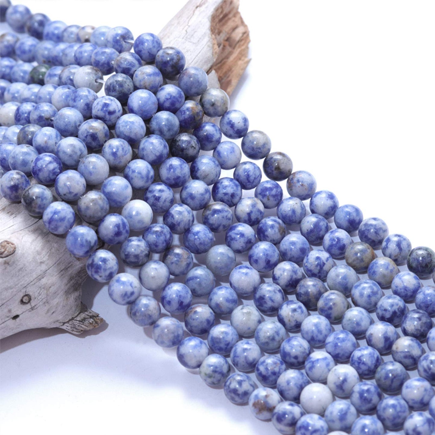 Filluck Natural Stone Beads 8mm Bule Sodalite Polished Round Smooth Gemstone Beads for Jewelry Making 15 Inch(Bule Sodalite,8mm)