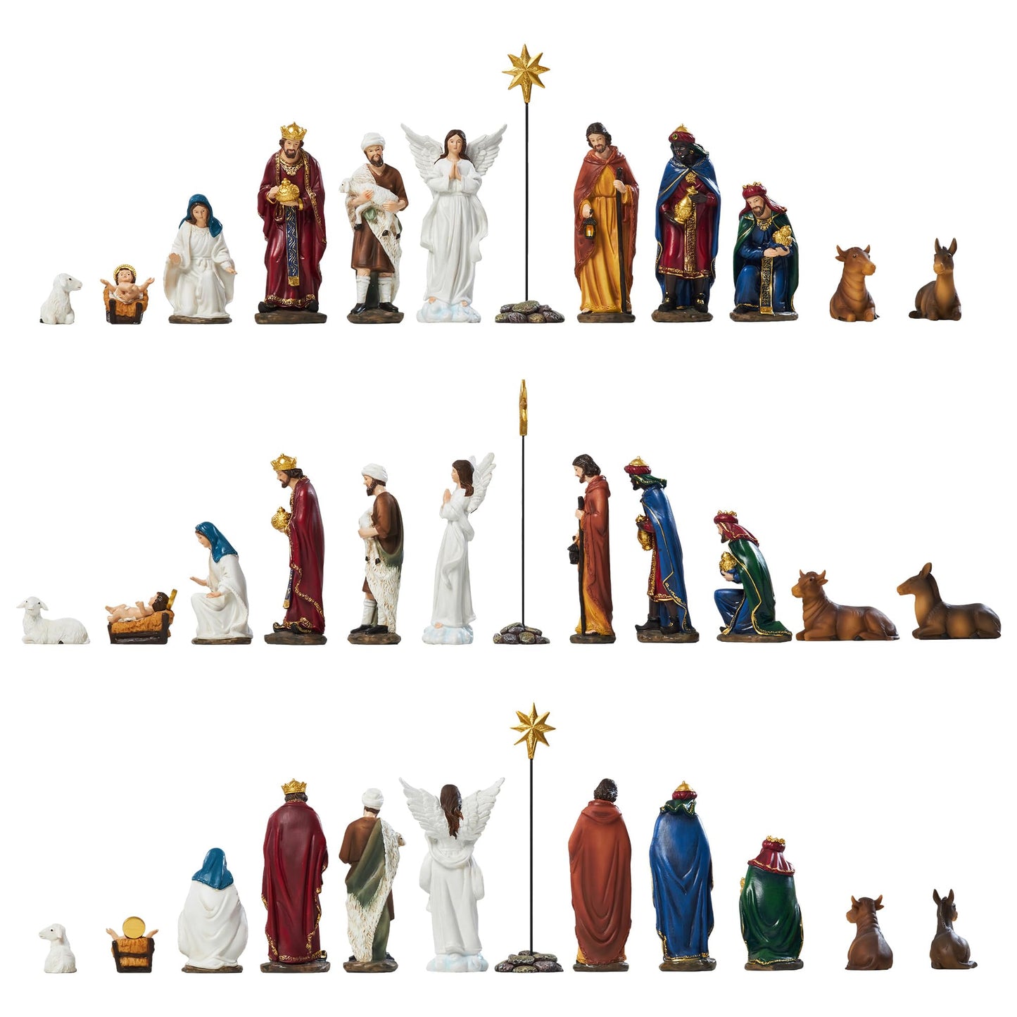 BESBLEE Nativity Sets for Christmas Indoor Set of 13 Pieces 5.9 Inches Tabletop Classic Nativity Scene Resin Figurines Set Religious Decorations Collection Gifts fot All Holidays Home Decor