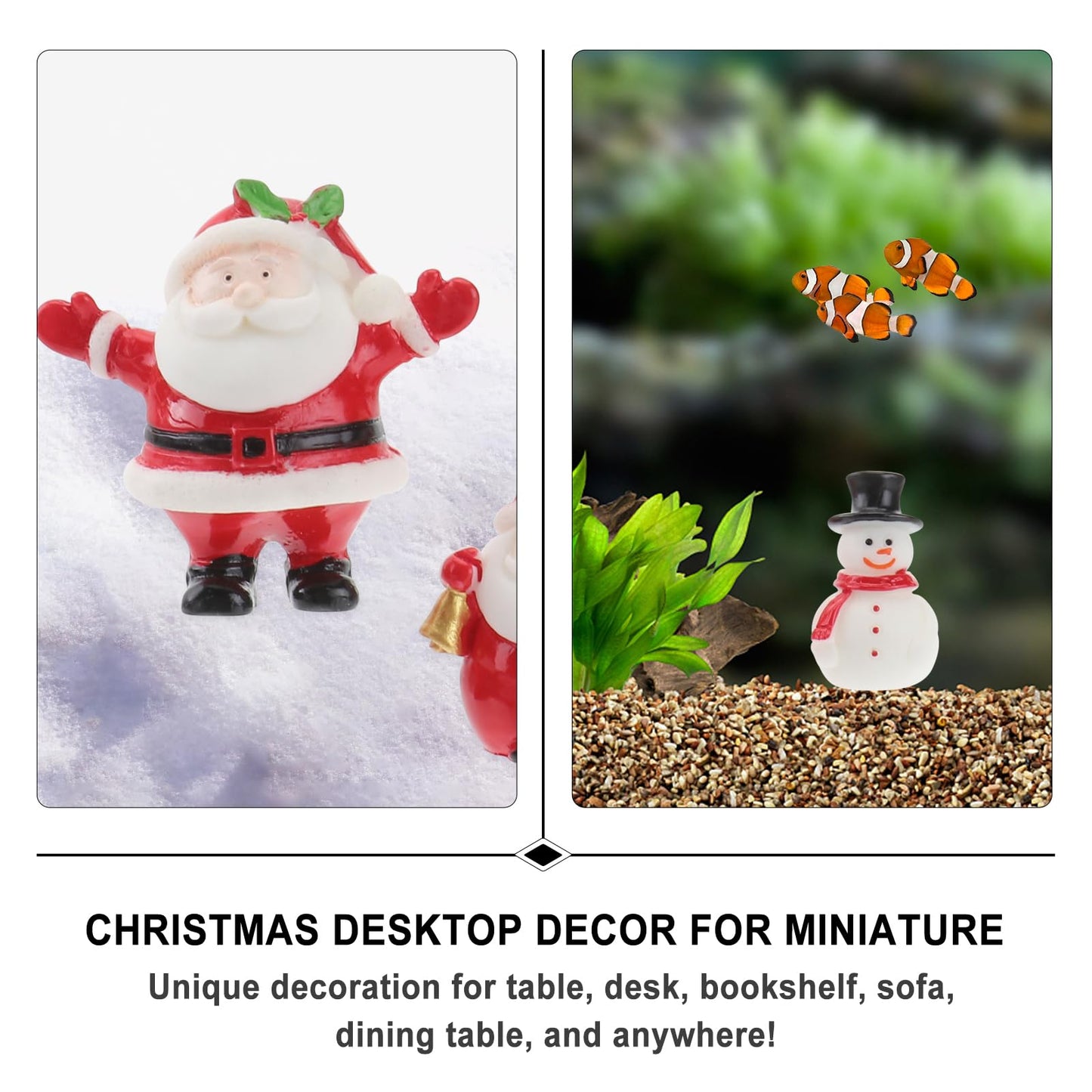 CLISPEED Miniature Christmas Figurines: 10pcs Mini Christmas Figurines Small Santa Figures Tiny Decorations Miniatures for Crafts Xmas Party Decor