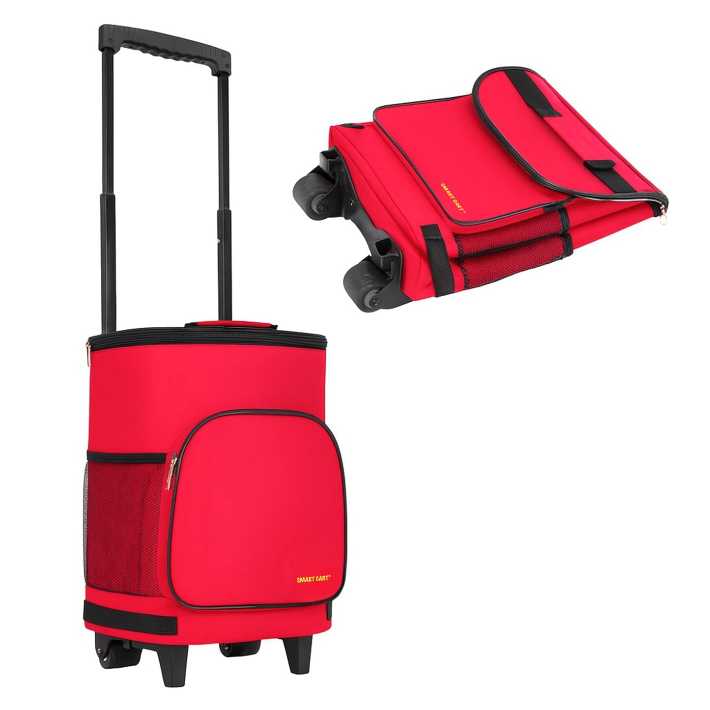 dbest products Ultra Compact Cooler Smart Cart, Red Insulated Collapsible Rolling Tailgate BBQ Beach Summer
