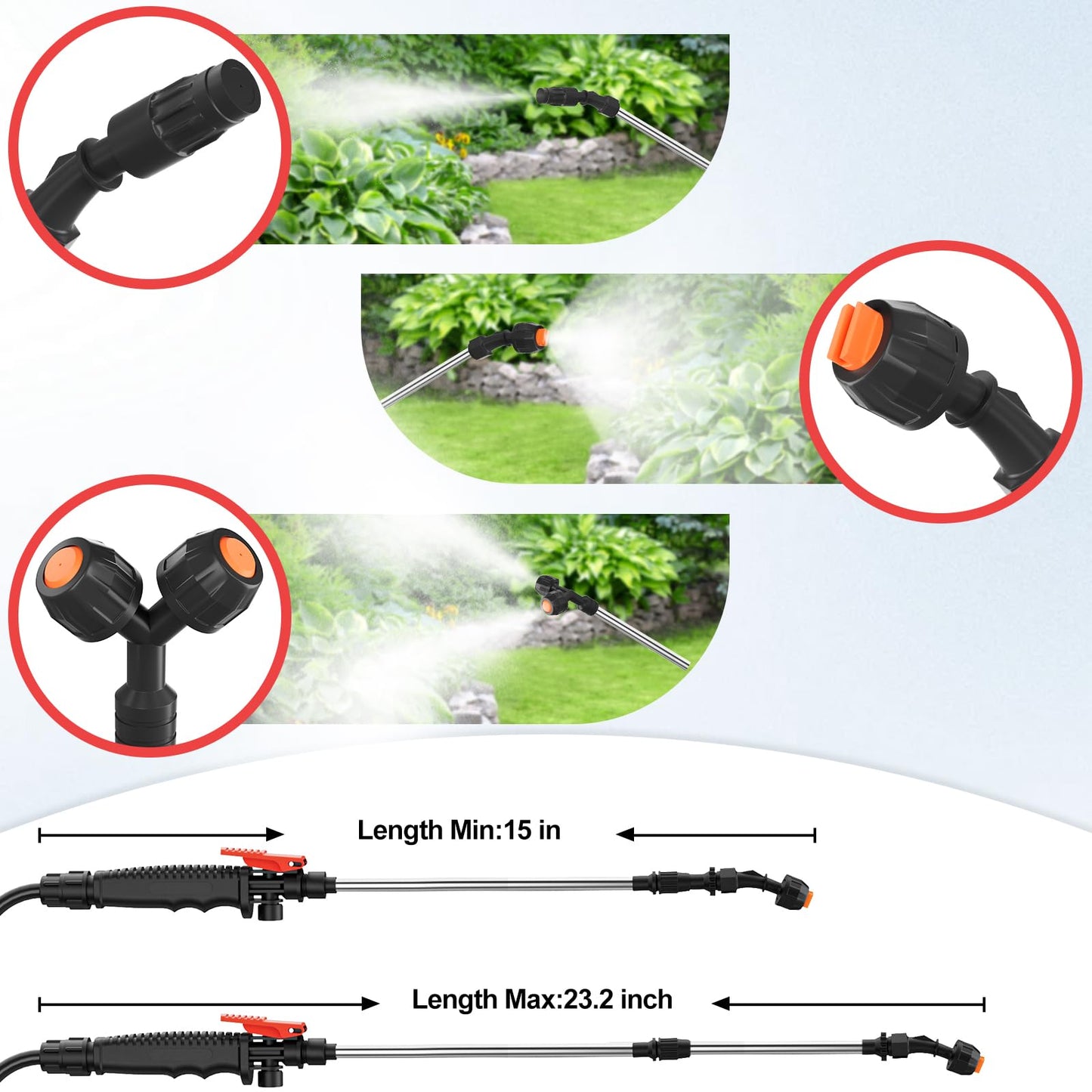 Battery Powered Sprayer Compatible for Milwaukee 12V Batteries, 1.35 Gal Handheld Garden Sprayer, 3 Nozzles, Extendable Pole, Electric Pump Sprayer for Yard, Farm, Plants, Weeds, Lawn Care(No Battery)